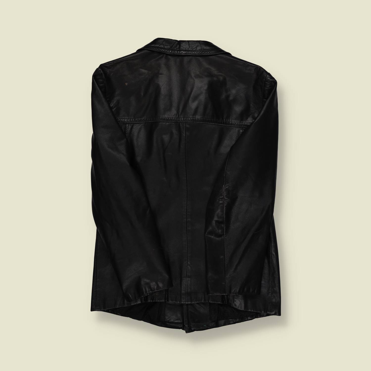 1970s | Unbranded | Black Leather Car Coat – Four-Pocket - S