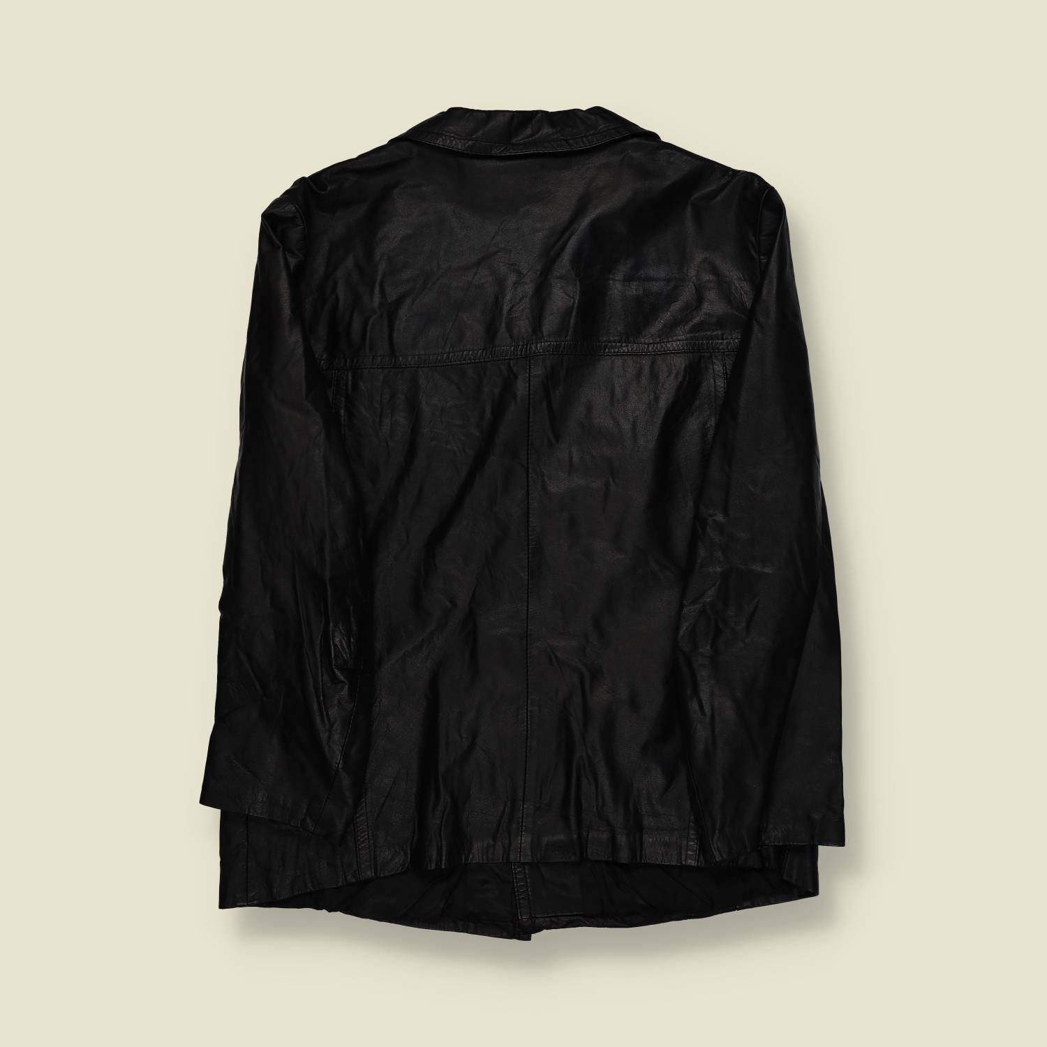 1970s | Unbranded | Black Leather Car Coat – Classic 4-Pocket - S