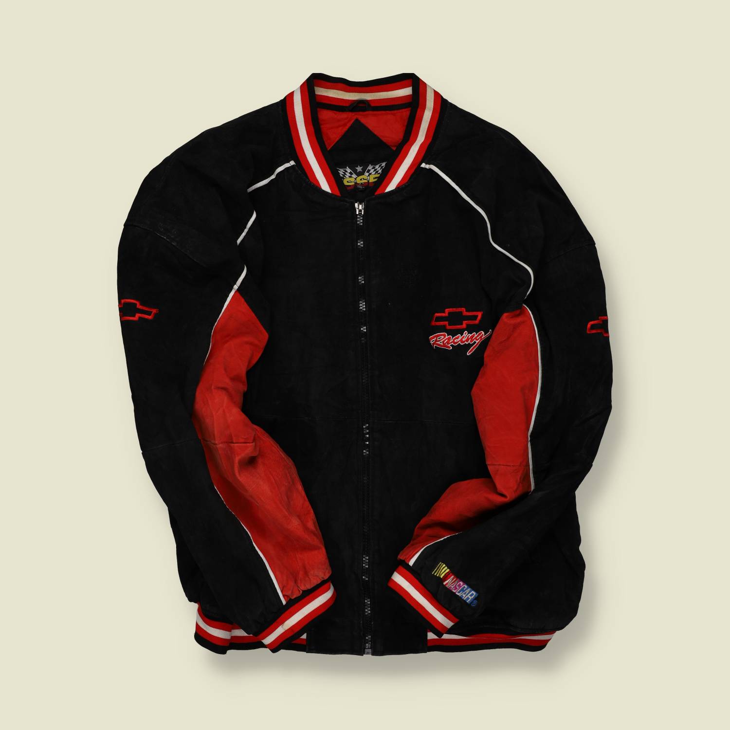 1990s | SSP | Chevrolet Racing Leather Jacket – Black/Red - XL