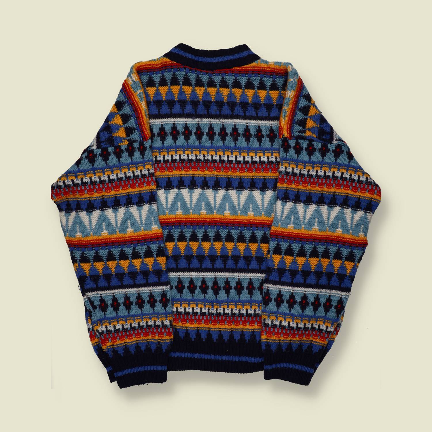 1970s | Hand Knit | Multicolour Fair Isle Sweater – Wool - M/L