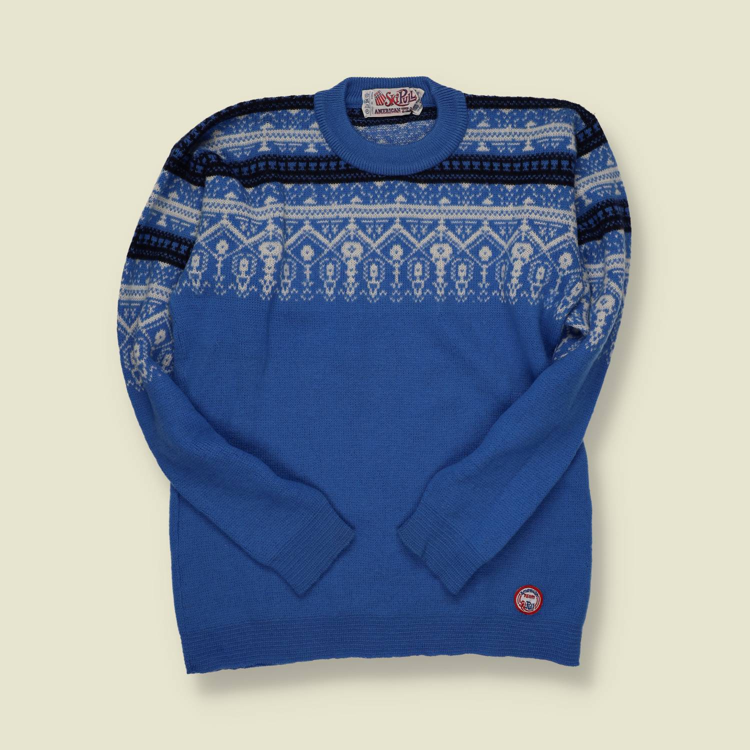 1970s | Ski Pul | Blue Nordic Ski Sweater – Wool - S