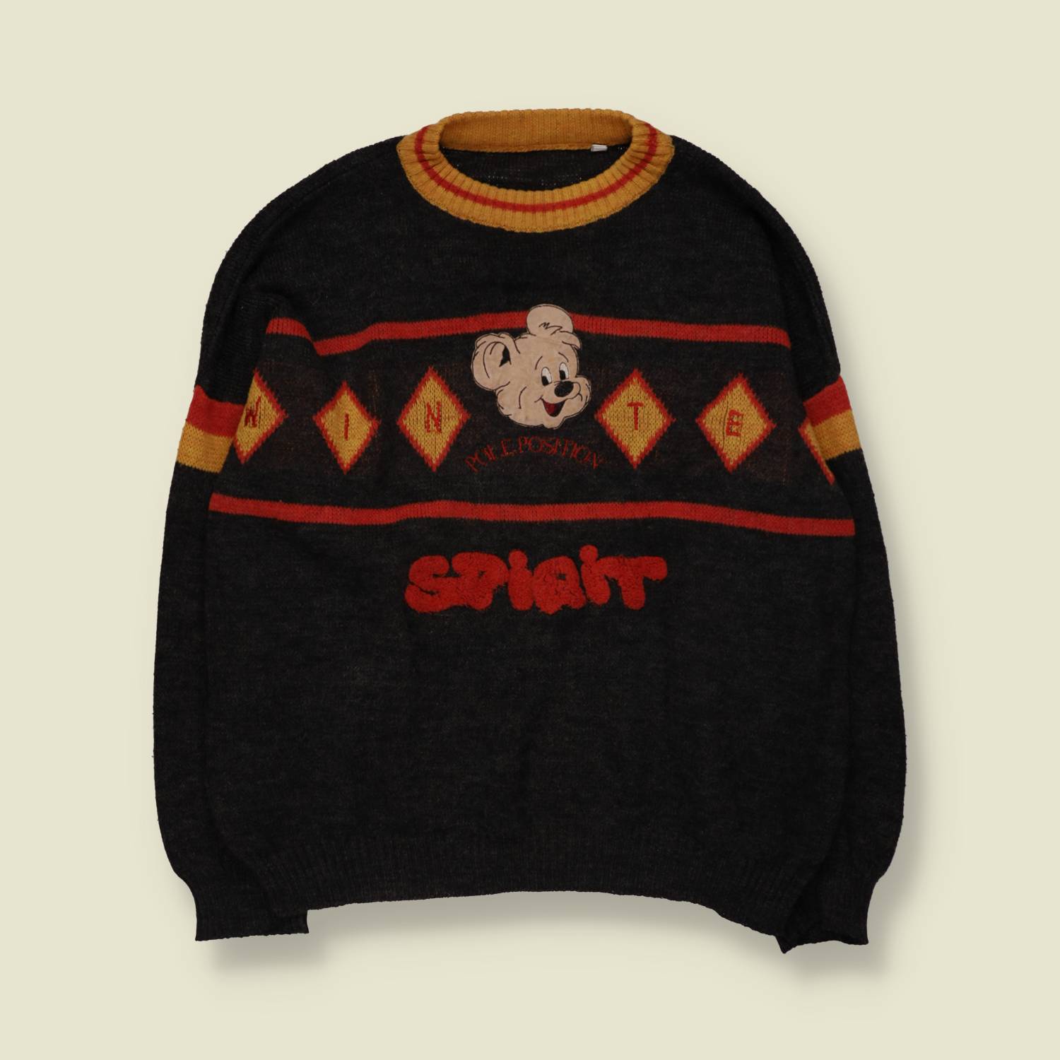 1980s | Novelty "Winter Spirit" Knit Jumper | Charcoal - 3XL