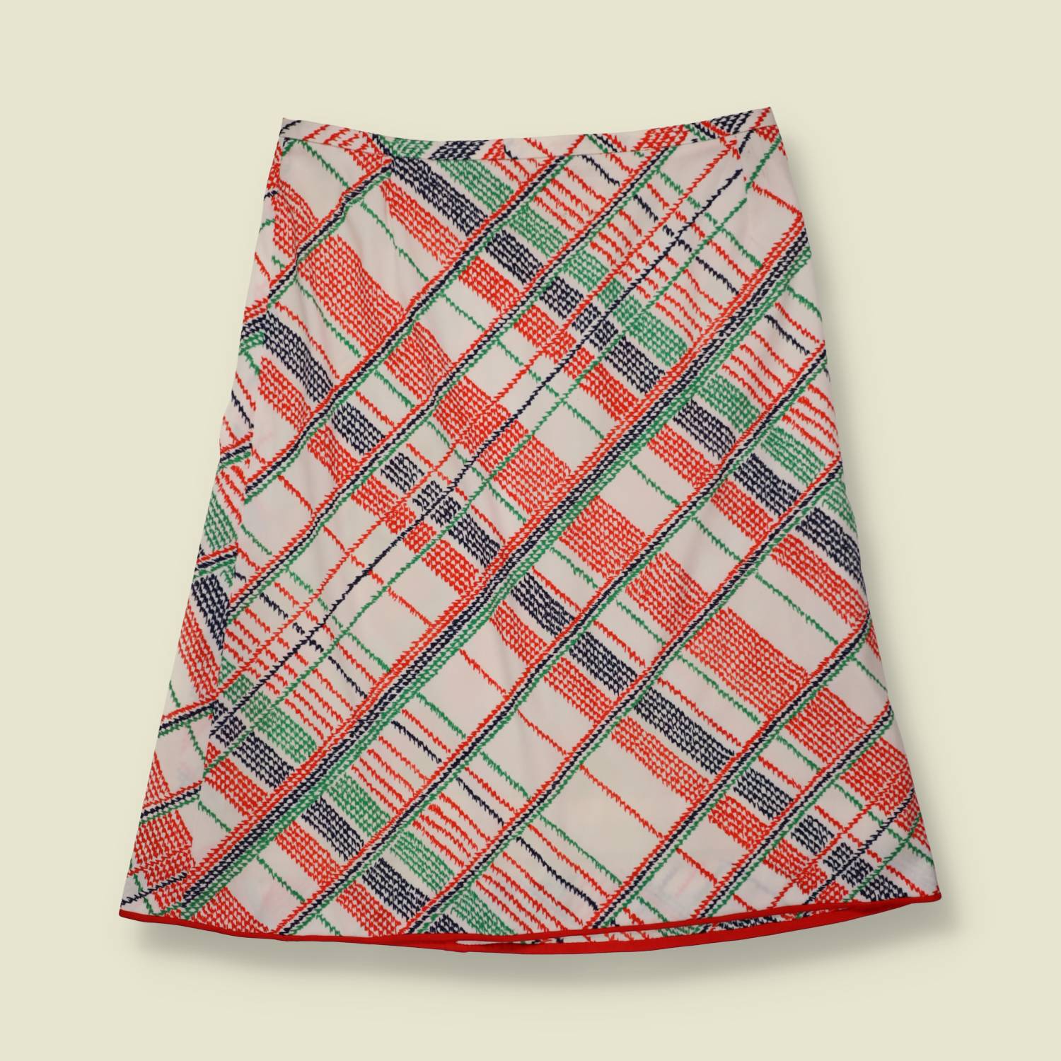 1970s | Polyester Skirt | White Multi Check - w30
