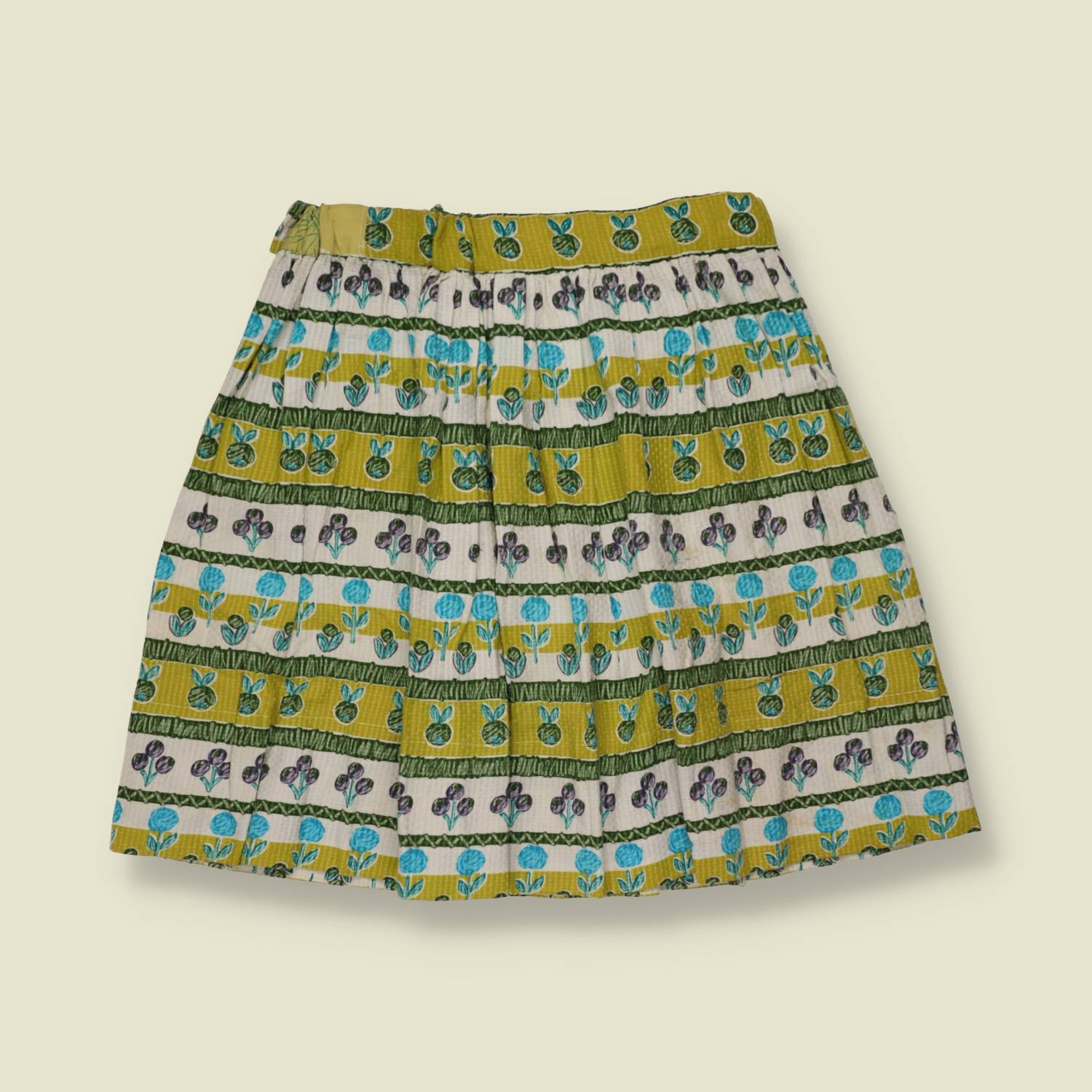 1950s | Cotton Skirt | Green & Blue - w26