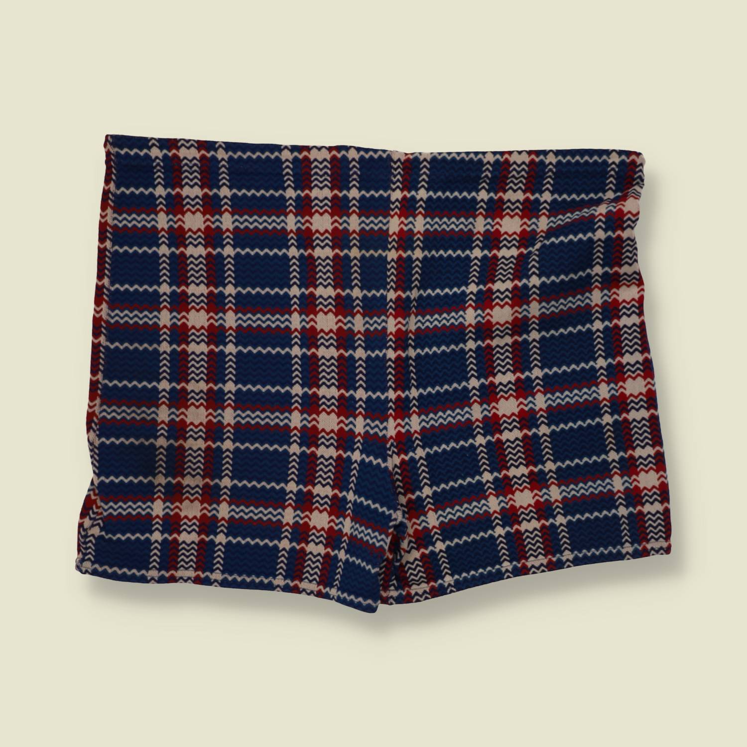 1960s | Polyester Shorts | Blue Tartan - 32"