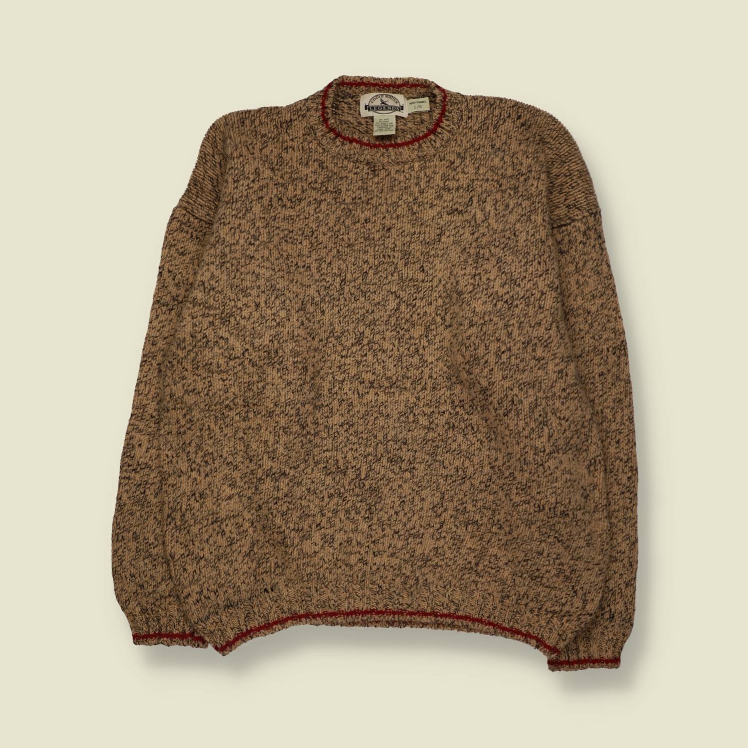 1980s | Eddie Bauer Legends | Marled Wool Crew Neck Jumper | Tan Multi - XL