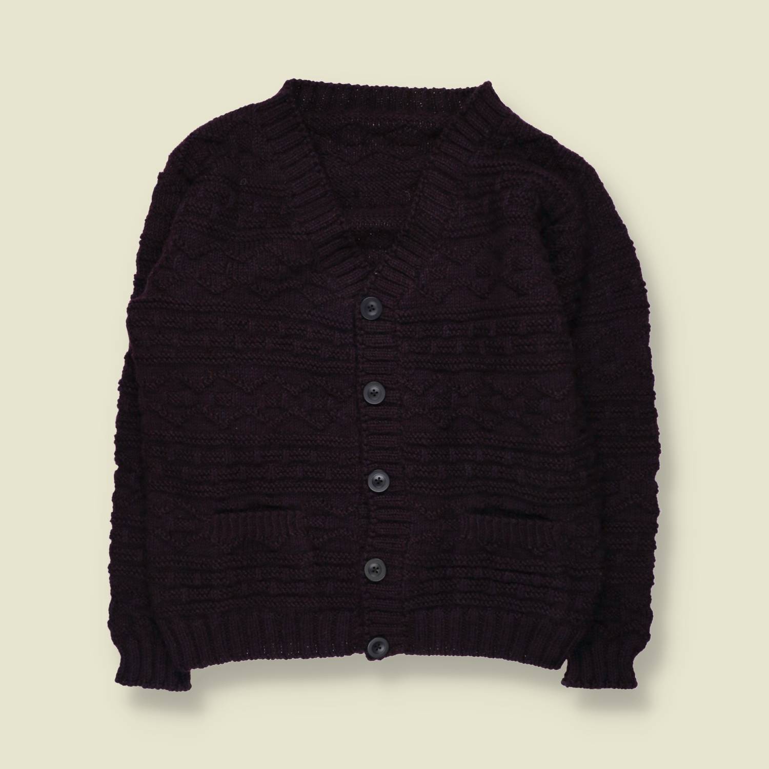 1970s | Chunky Wool Cardigan | Black - M
