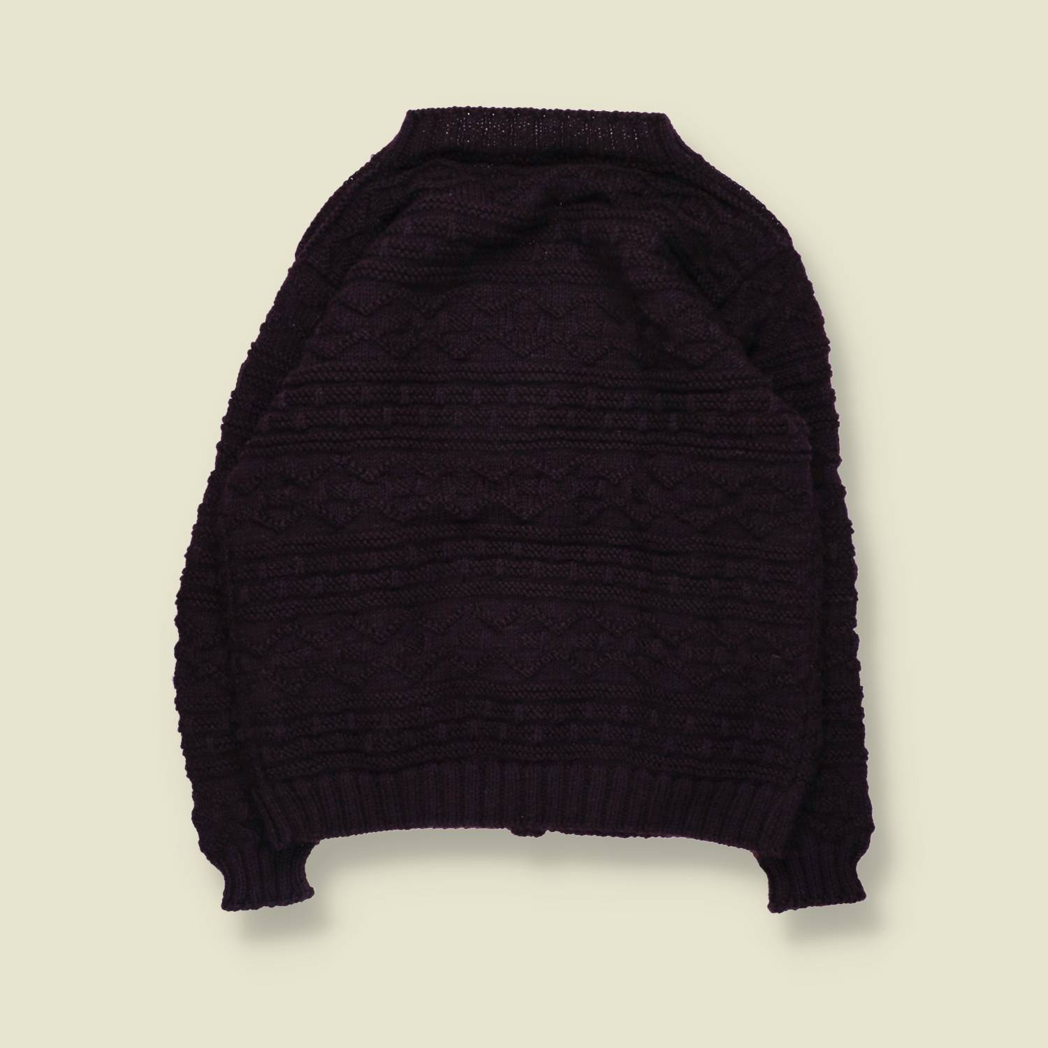 1970s | Chunky Wool Cardigan | Black - M
