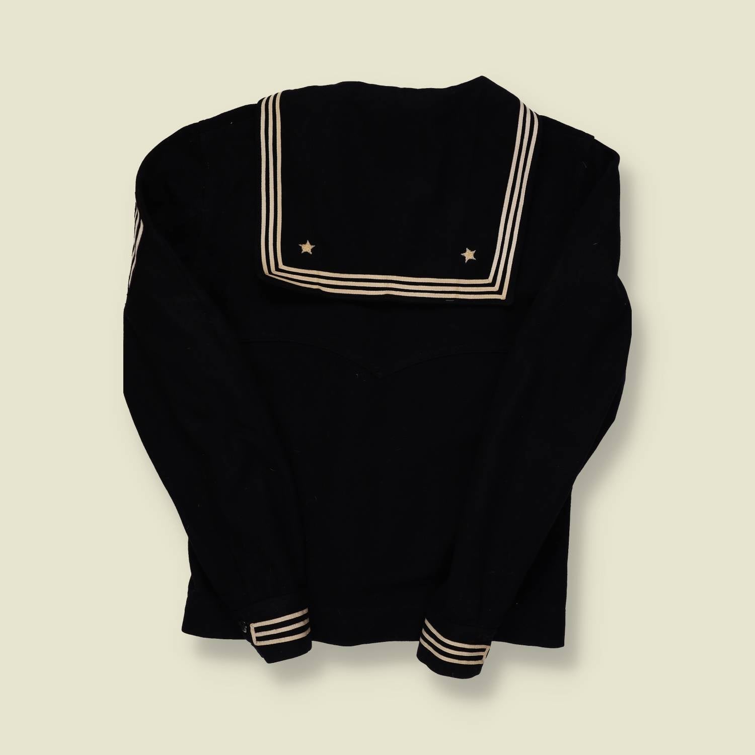 1940s U.S. Navy Enlisted Wool Jumper – Black with White Rank Stripes - XS/S