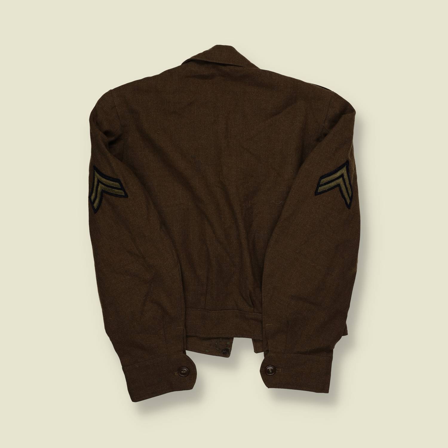 1940s WWII U.S. Army Enlisted Ike Jacket – Wool Serge with Corporal Chevrons - S