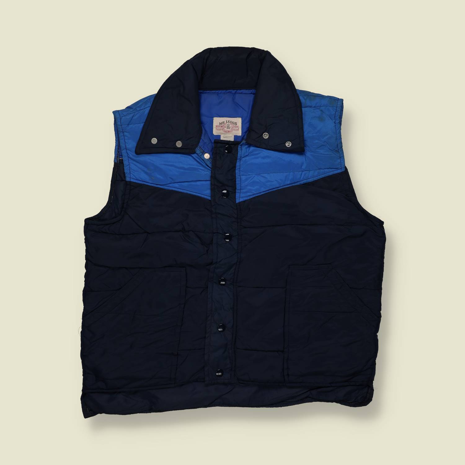 1980s | Mr Leggs | Western Padded Gilet – Navy & Blue - L