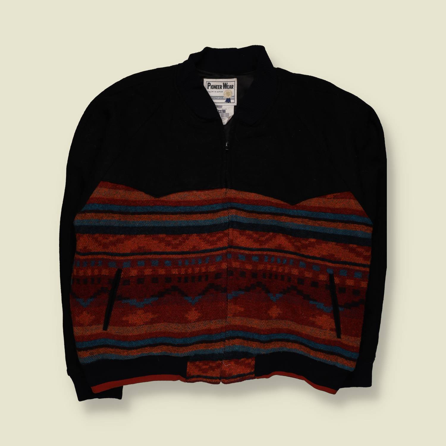 1990s | Pioneer Wear | Southwestern Jacket – Black / Red - XXXL