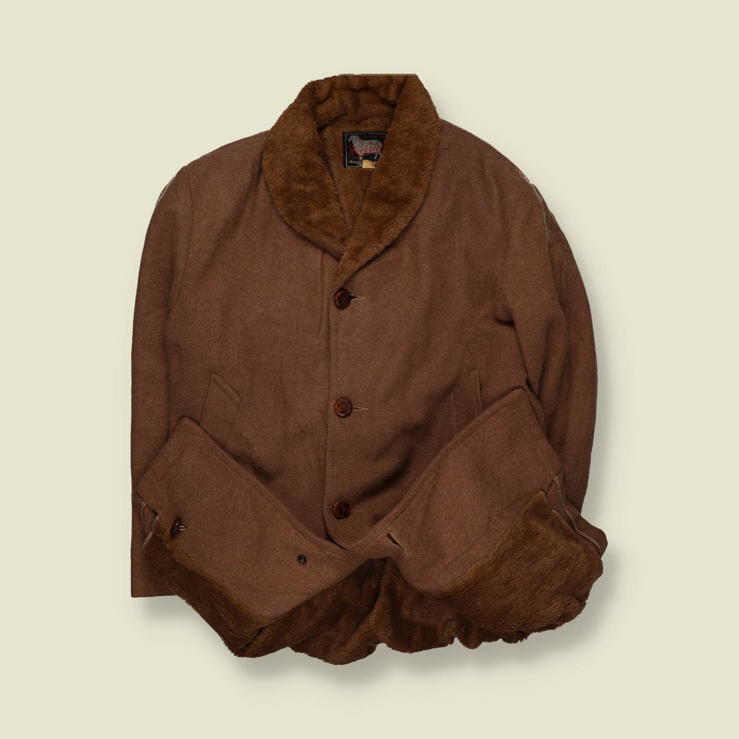 1950s | Woolrich | Fur Collar Wool Coat – Brown - L