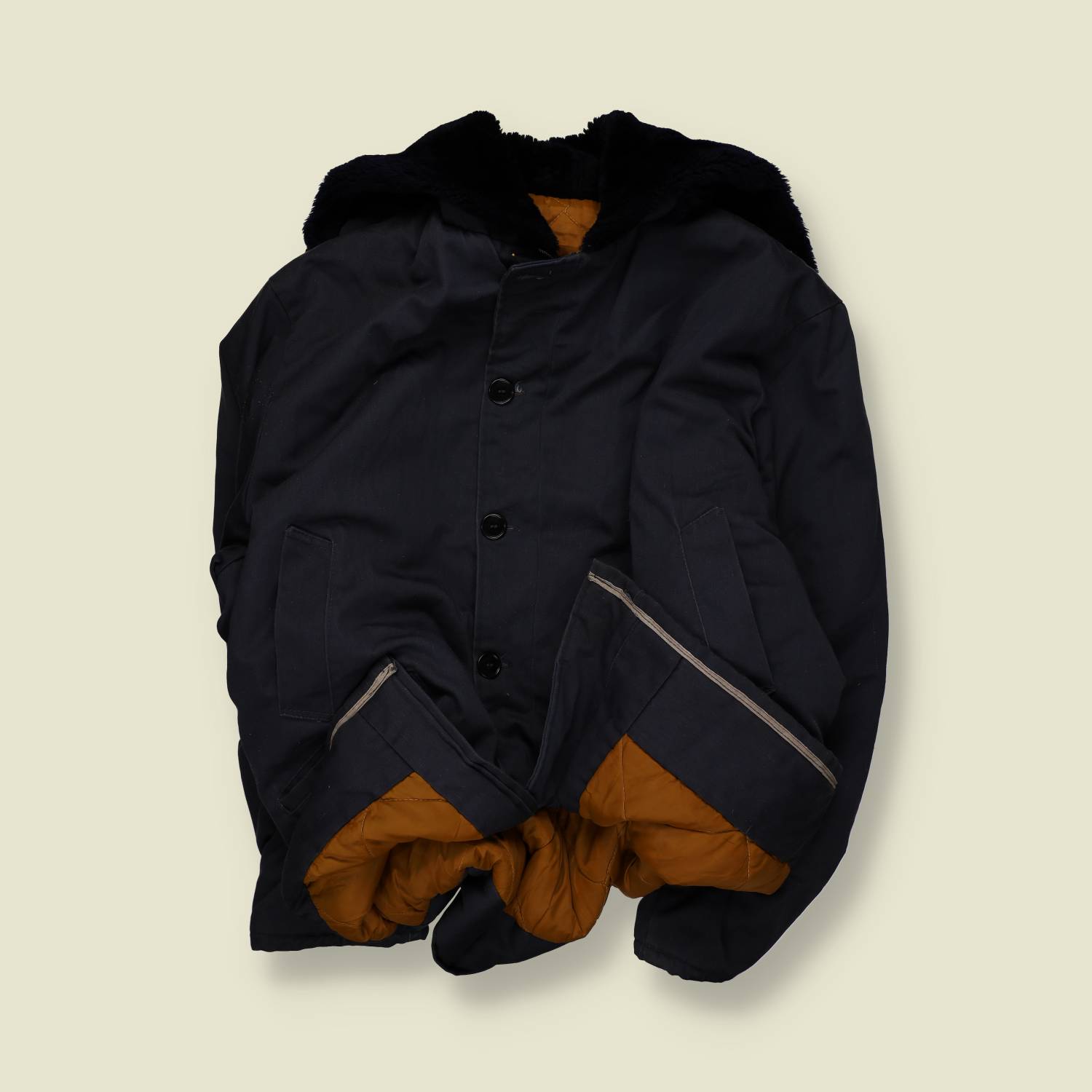 1960s | Embellish | Fur Collar Winter Coat – Navy - XXXXXXL