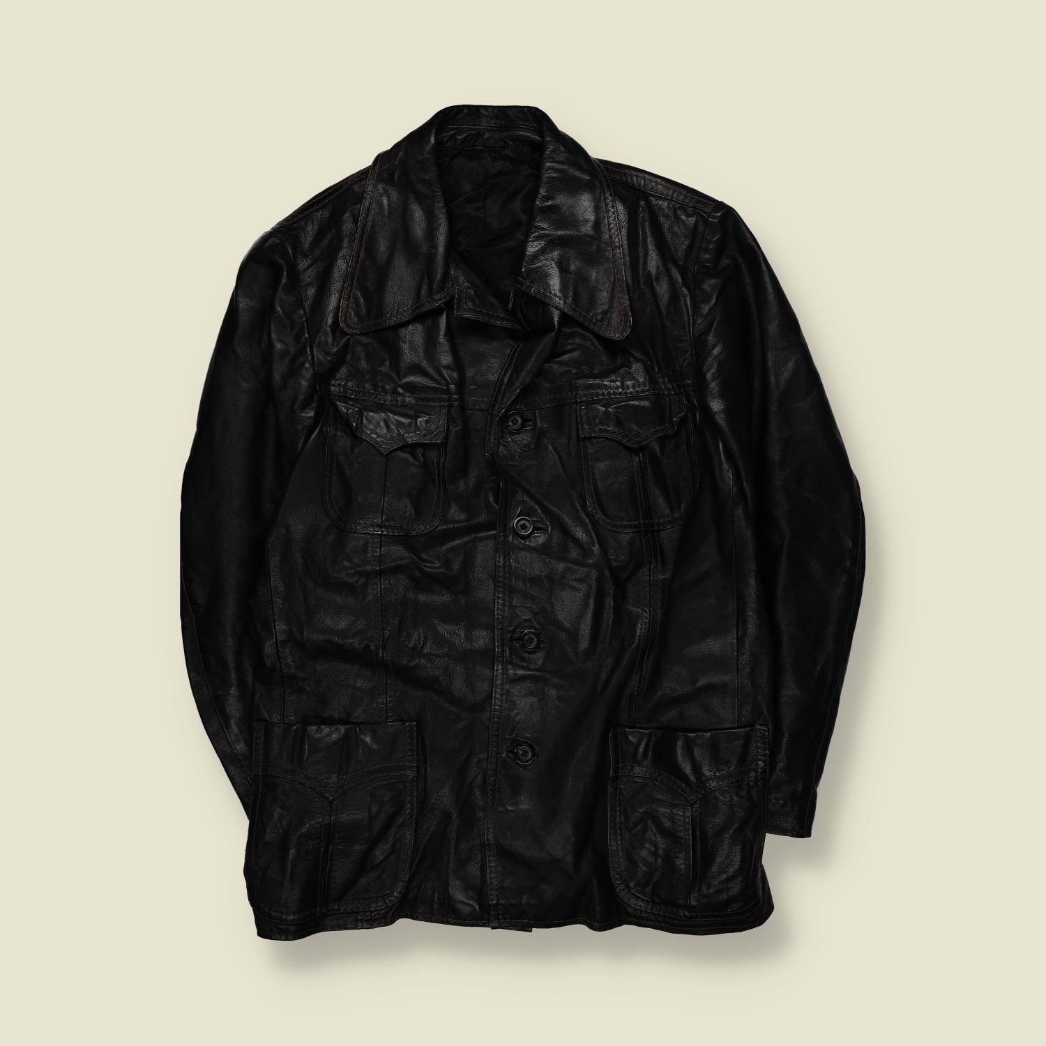 1970s | Leather Jacket | Black - M