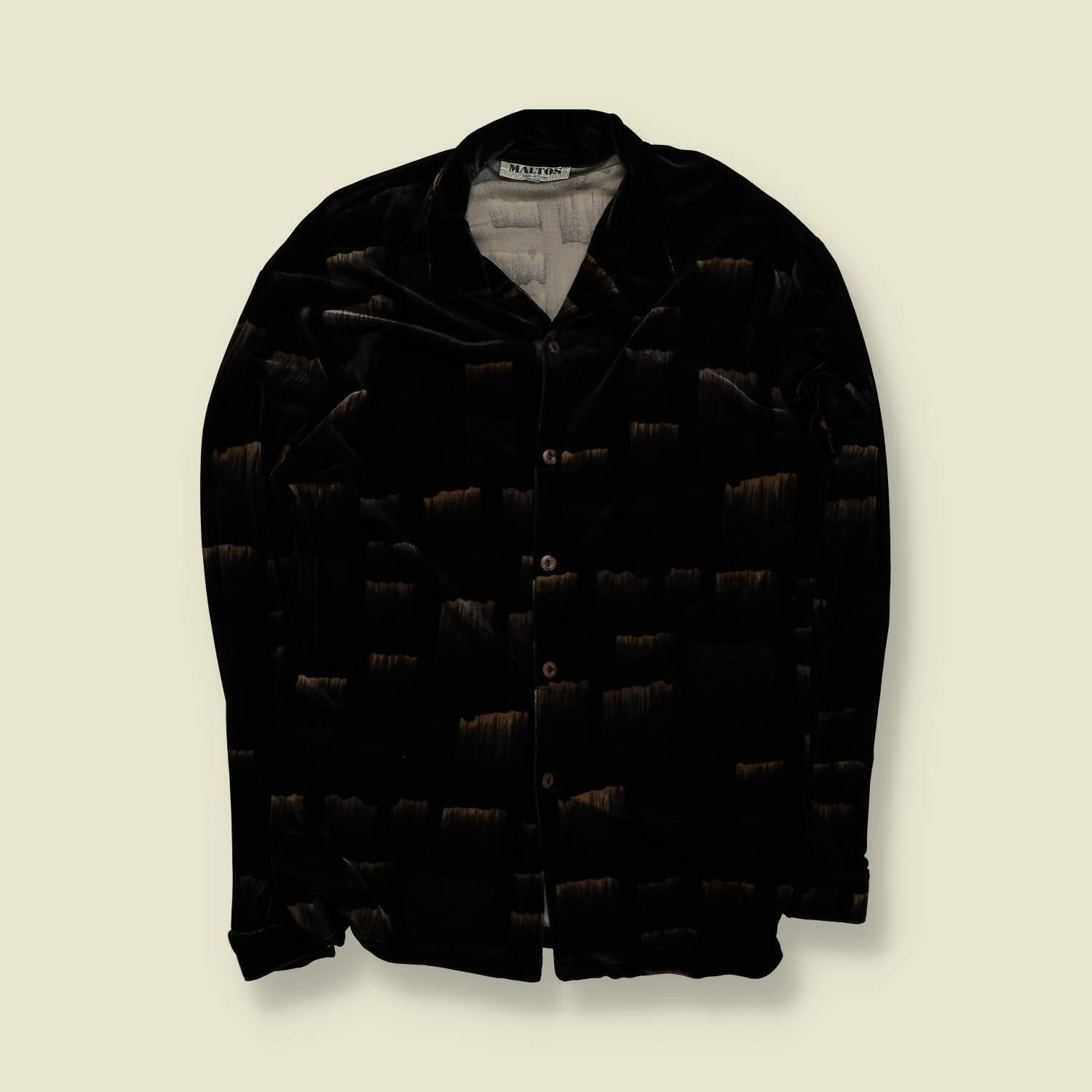 1990s | Matlos | Velvet Style Shirt | Black - L