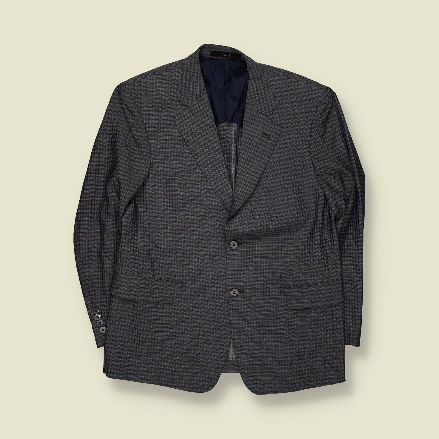 1980s | DAKS | Checked Blazer | Navy / Green - M