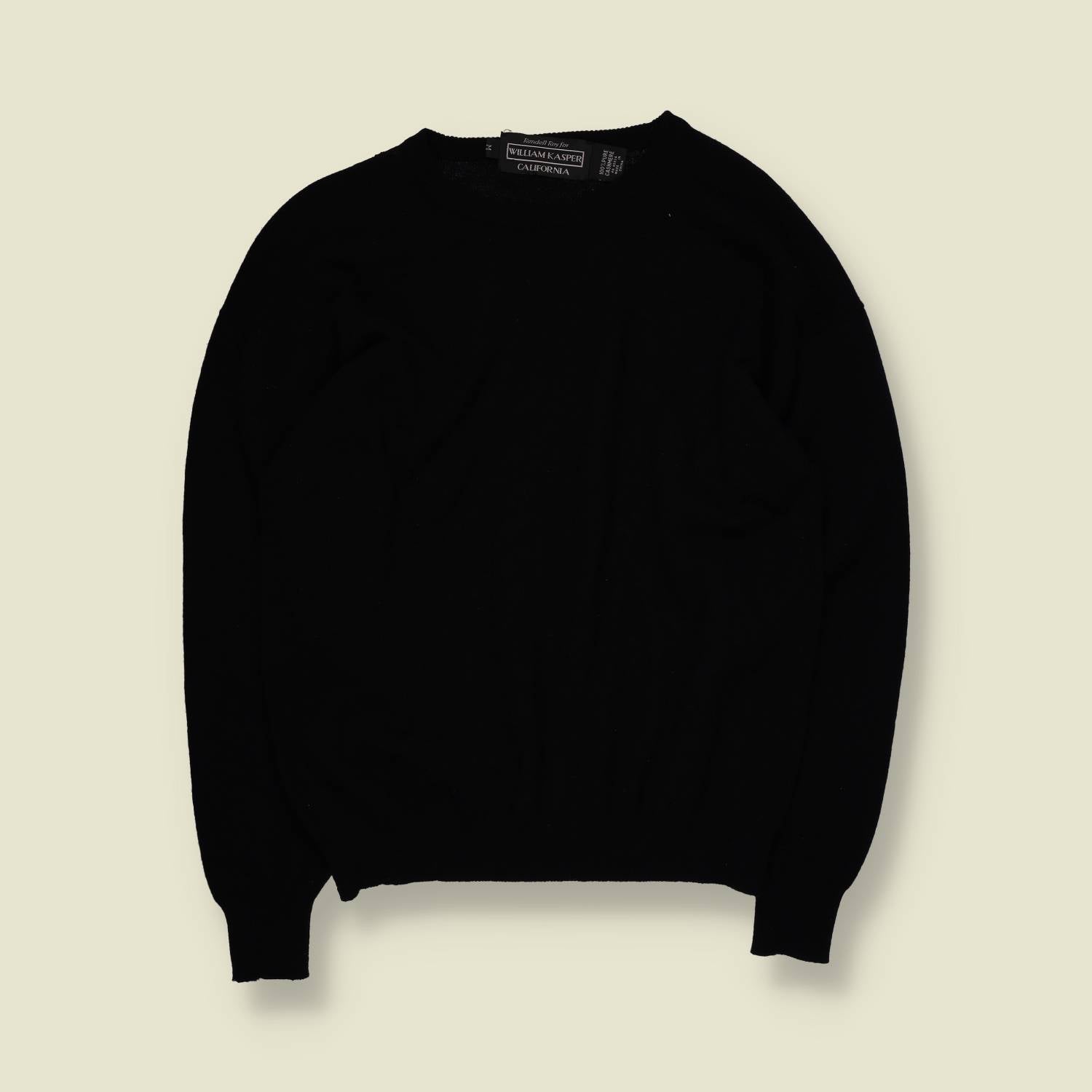 1990s | William Kasper Of California | Crew Neck Knit | Black – XS