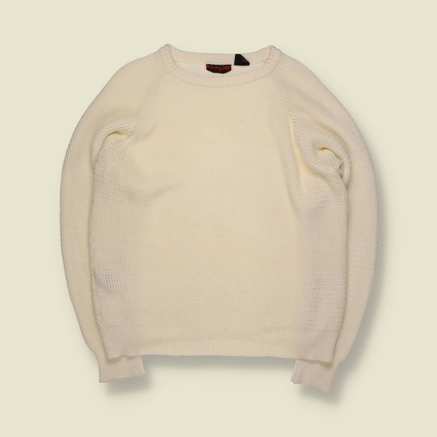 1980s | Botany 500 | Crew Neck Knit | Cream | Made In Romania – S