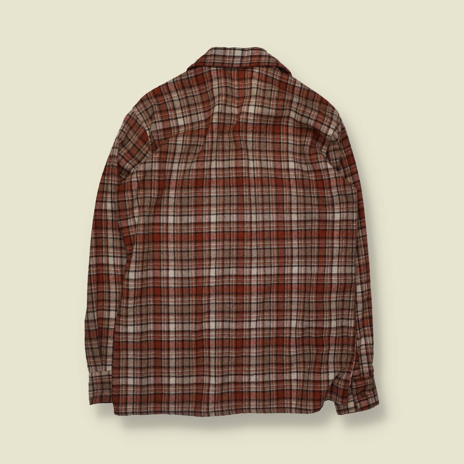 1970s | Wool Blend Flannel Shirt | Rust And Brown - M