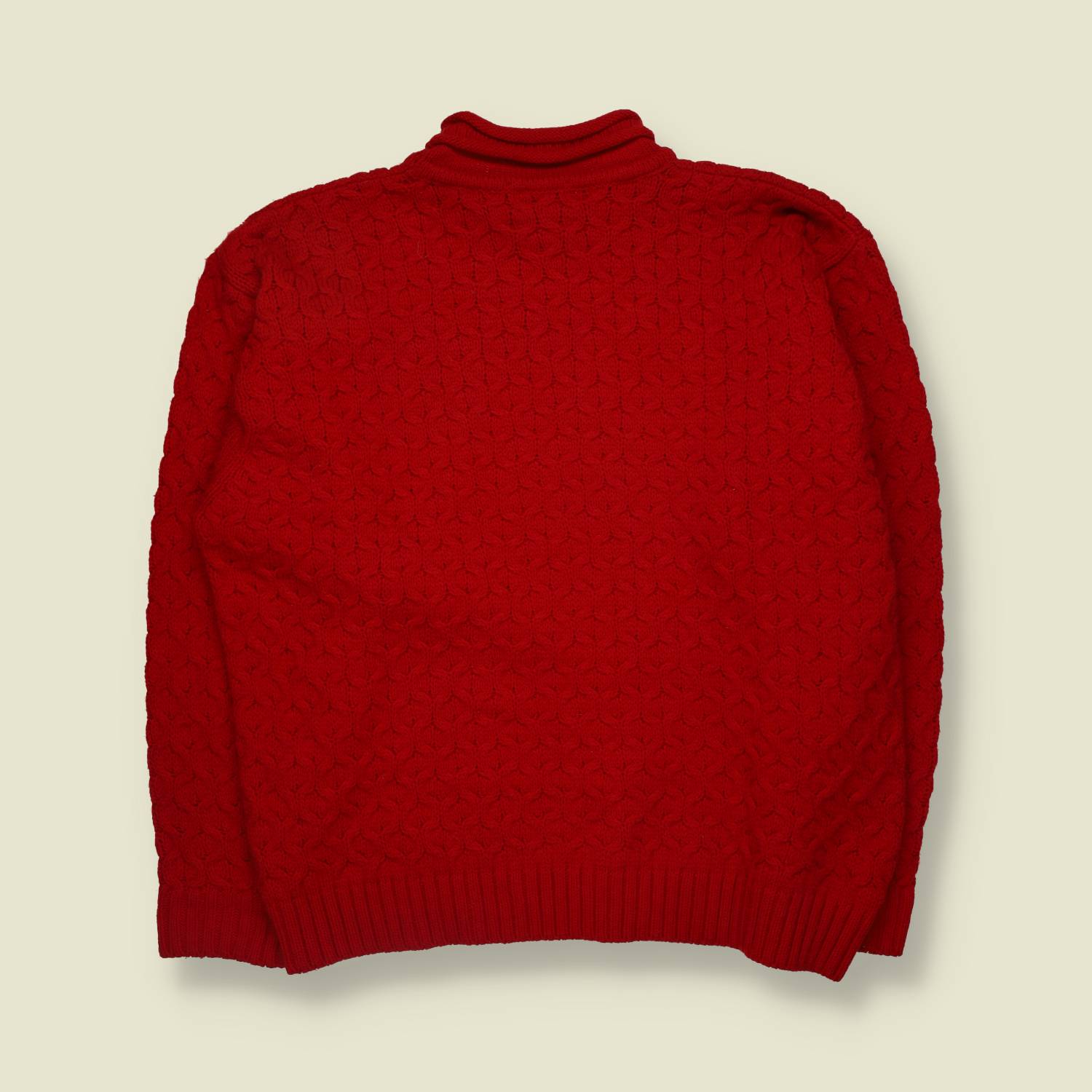 1990s | Ferre | Made In Italy | Wool Blend Roll Neck Jumper | Red - XL