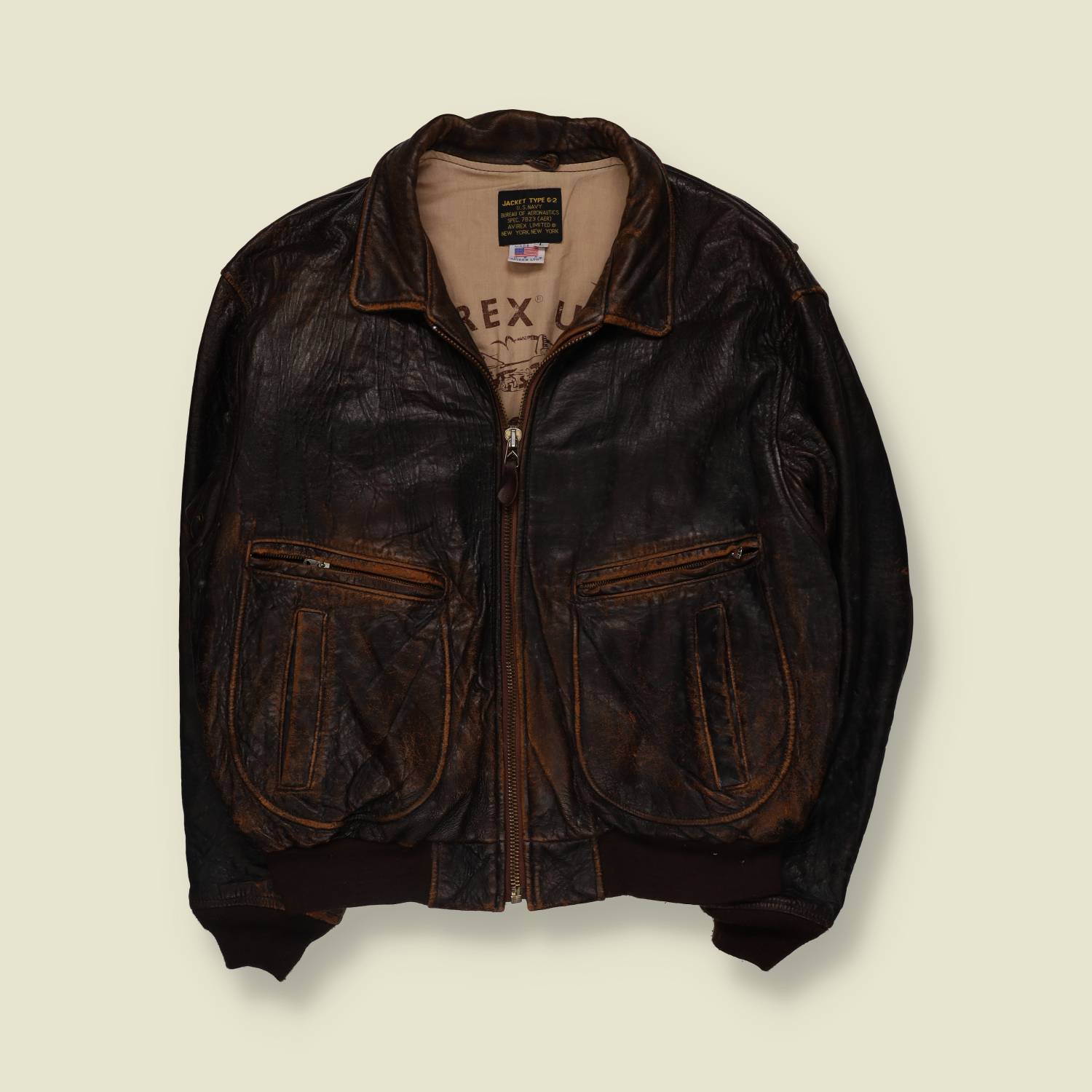 1980s | Avirex | Type G-2 Leather Flight Jacket | Brown - XXL