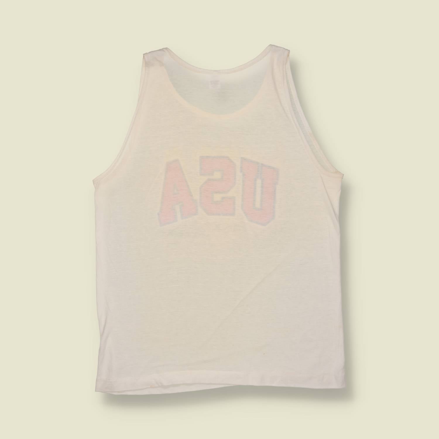 1970s | Medallion | USA Vest Top | White - M