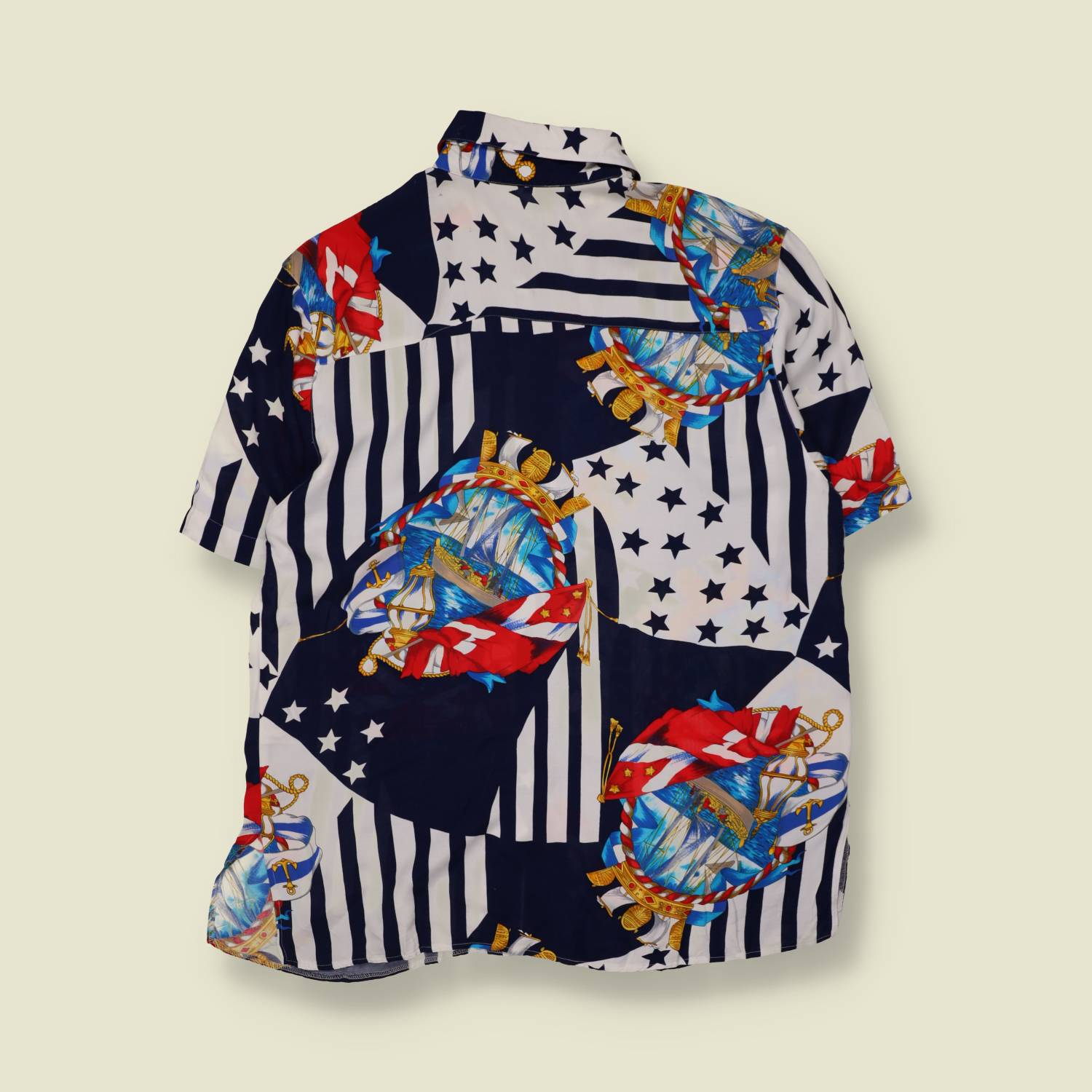 1980s | Anny | Nautical Print Blouse | Navy & White - 20