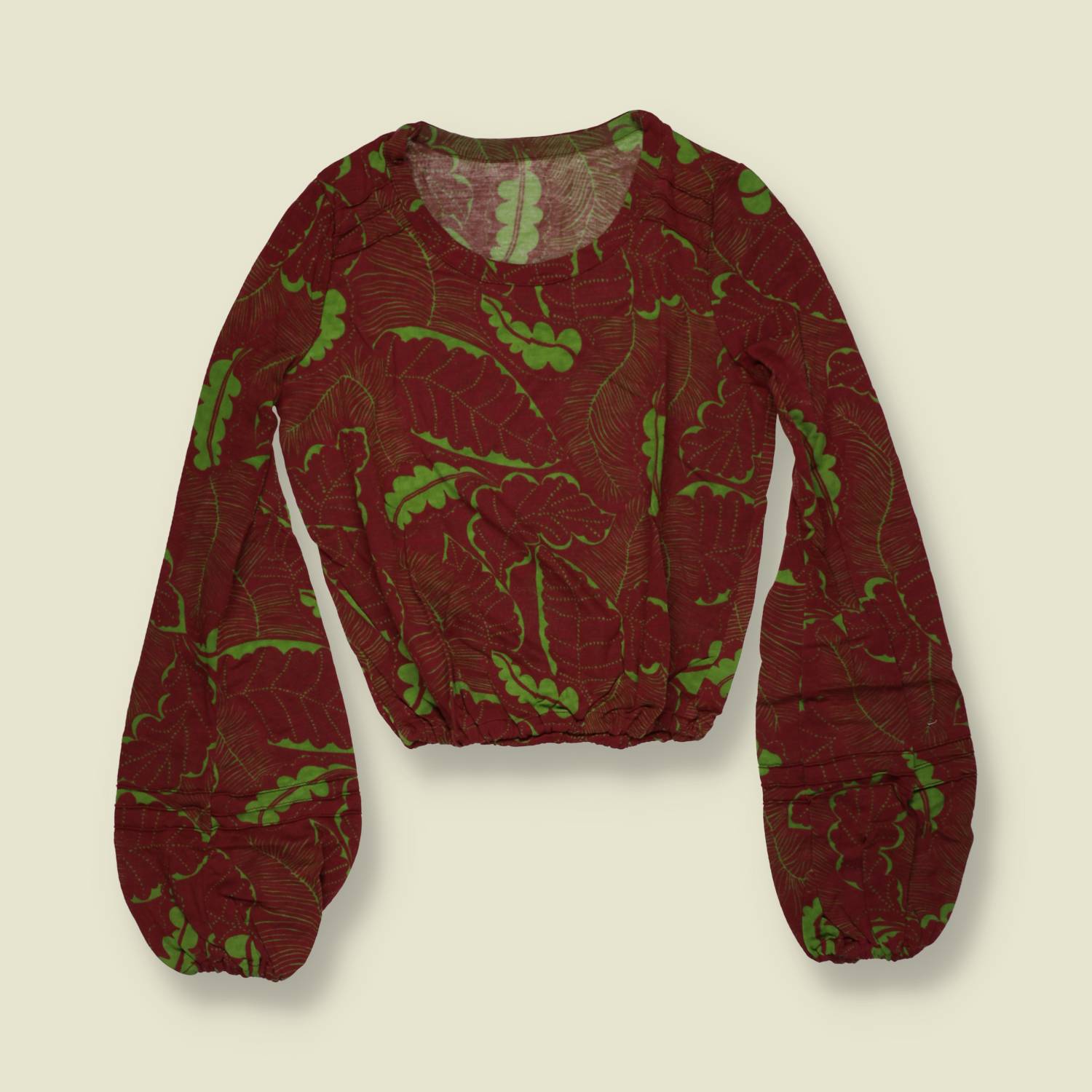 1970s | Deadstock Blouse | Burgundy & Green - 8