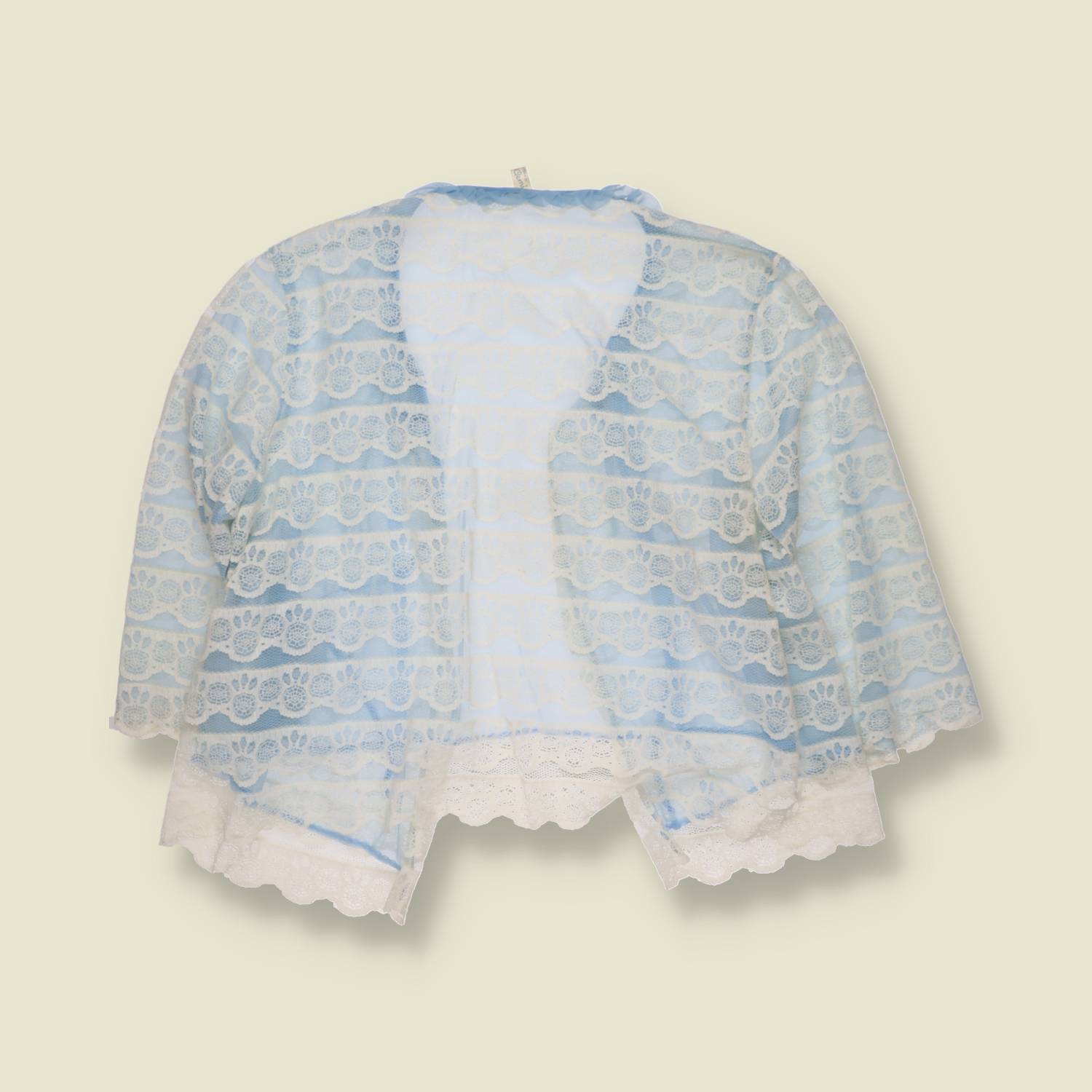 1970s | Lace Blouse | Blue & White - 14