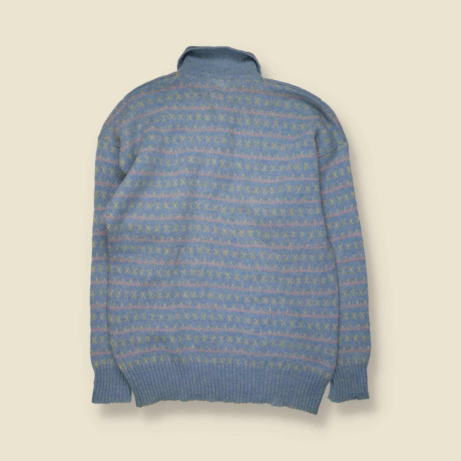 1980s | Fair Isle Collared Knit | Blue Multi - M
