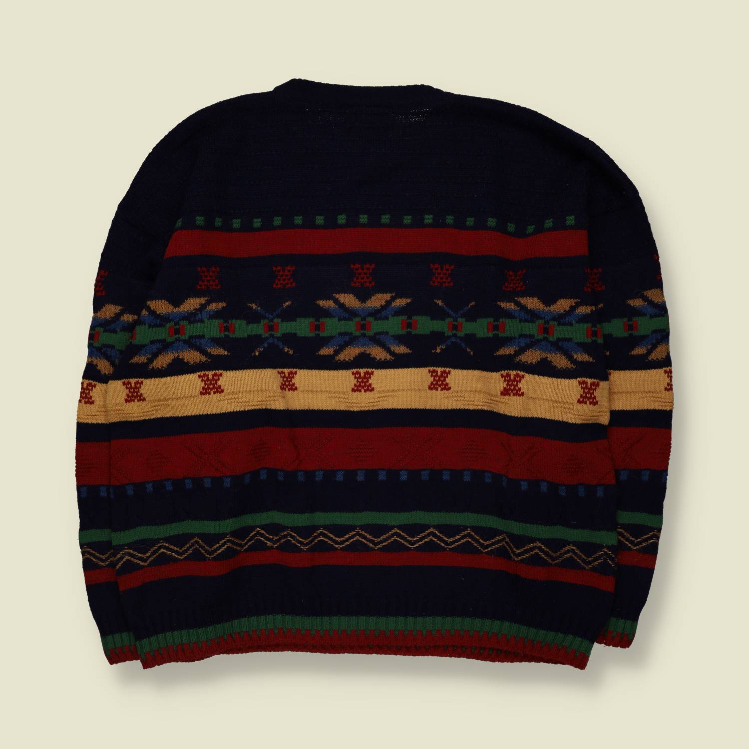 1980s | Olly Gan | Fair Isle Knit | Navy Multi - XXL