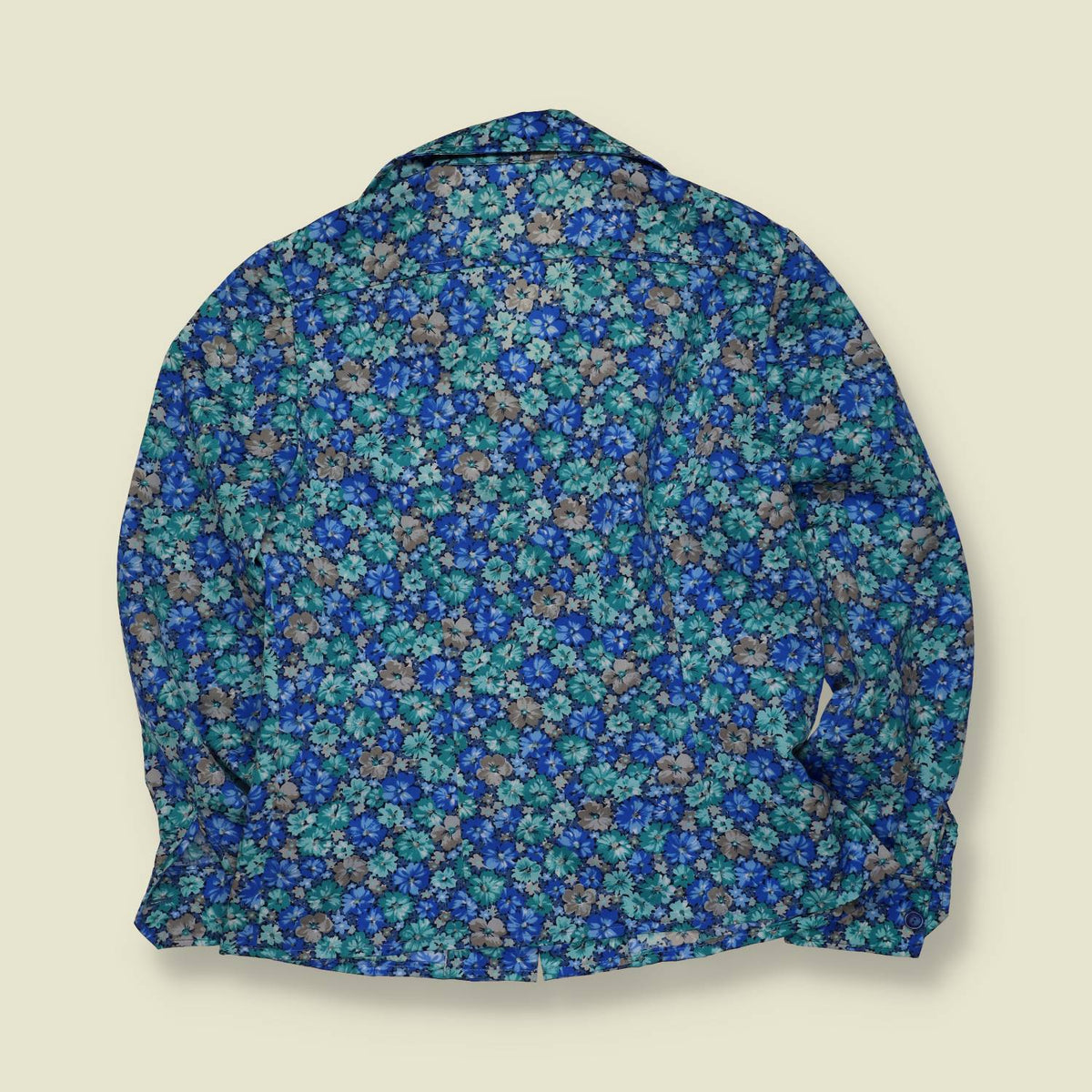 1970s | Floral Blouse | Blue & Turquoise - 10