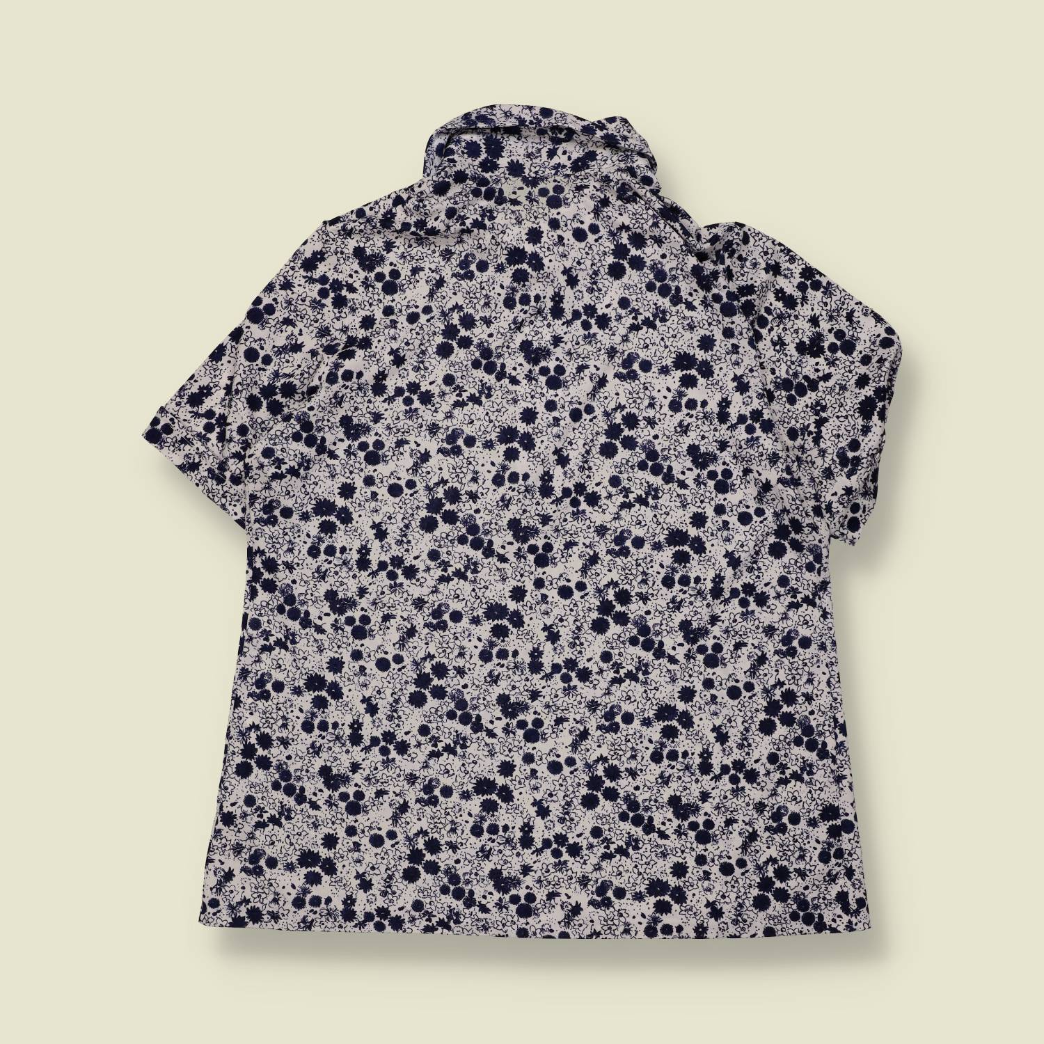 1970s | Red Line | Floral Blouse | Navy & White - 12
