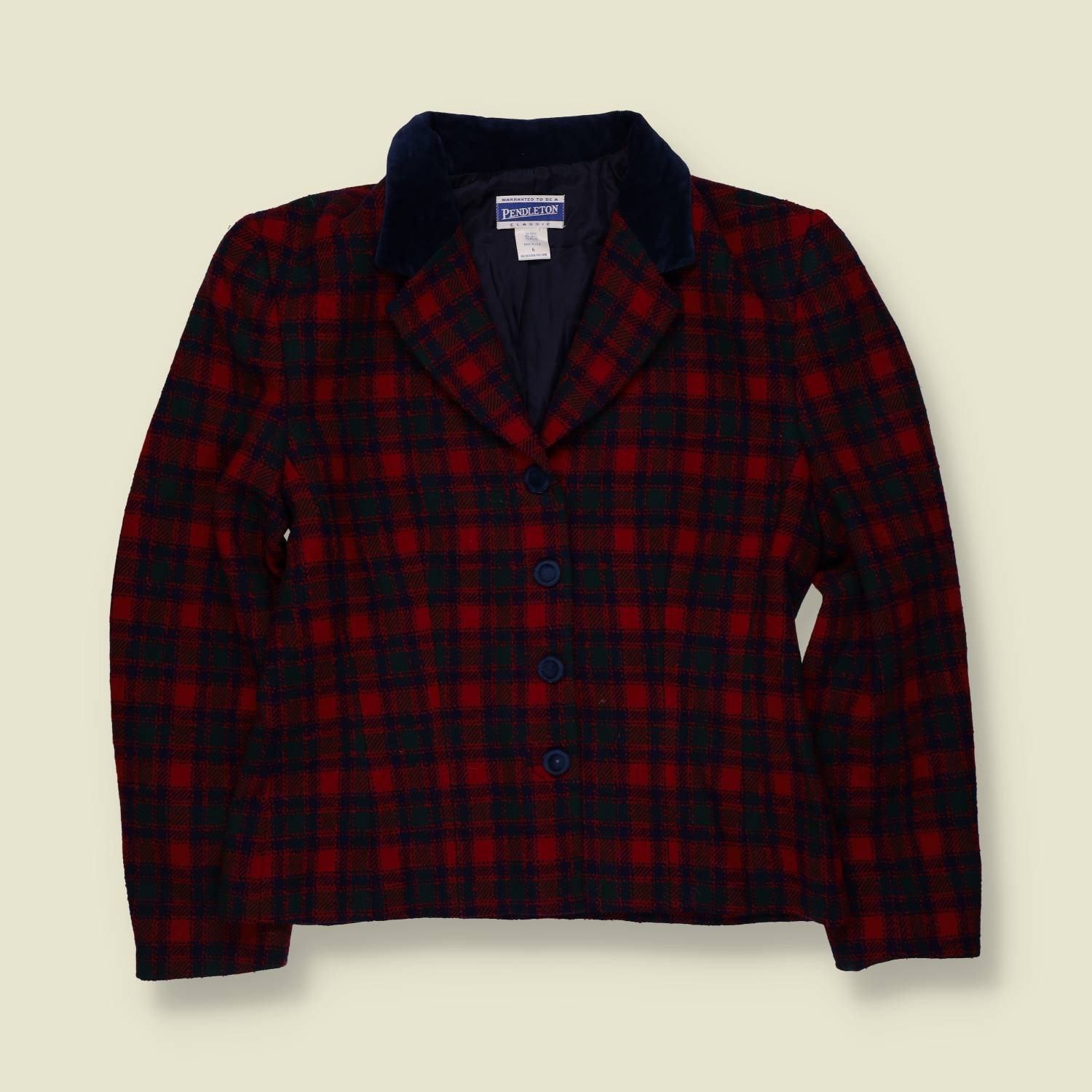 1980s | Pendleton | Tartan Wool Blazer | Red & Green - 10