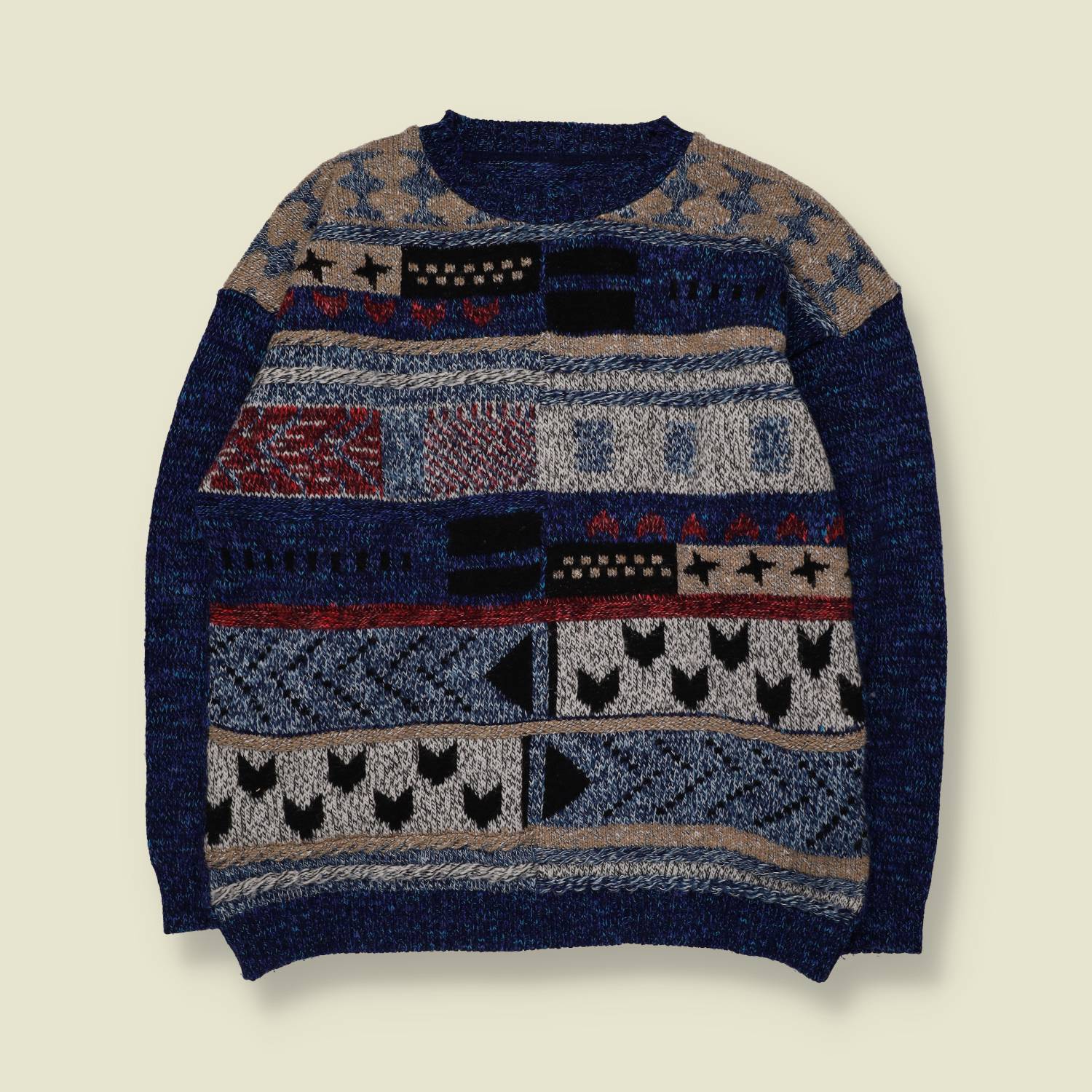 1980s | Knit | Blue Multi - M