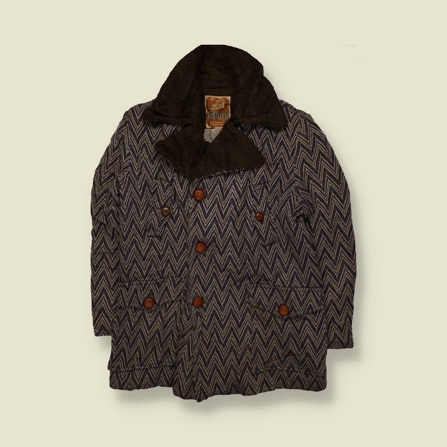 1970s | Khan | Chevron Pattern Padded Coat – S