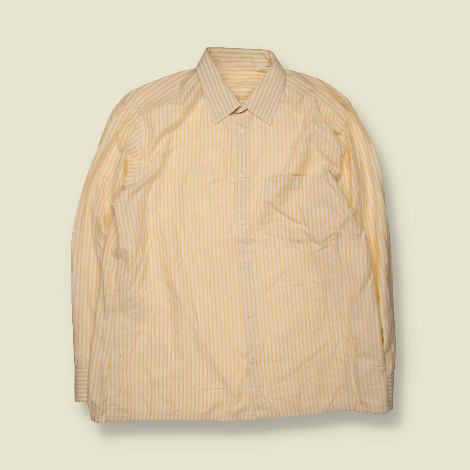 1970s | Long Sleeve Shirt | Yellow Stripe - XL