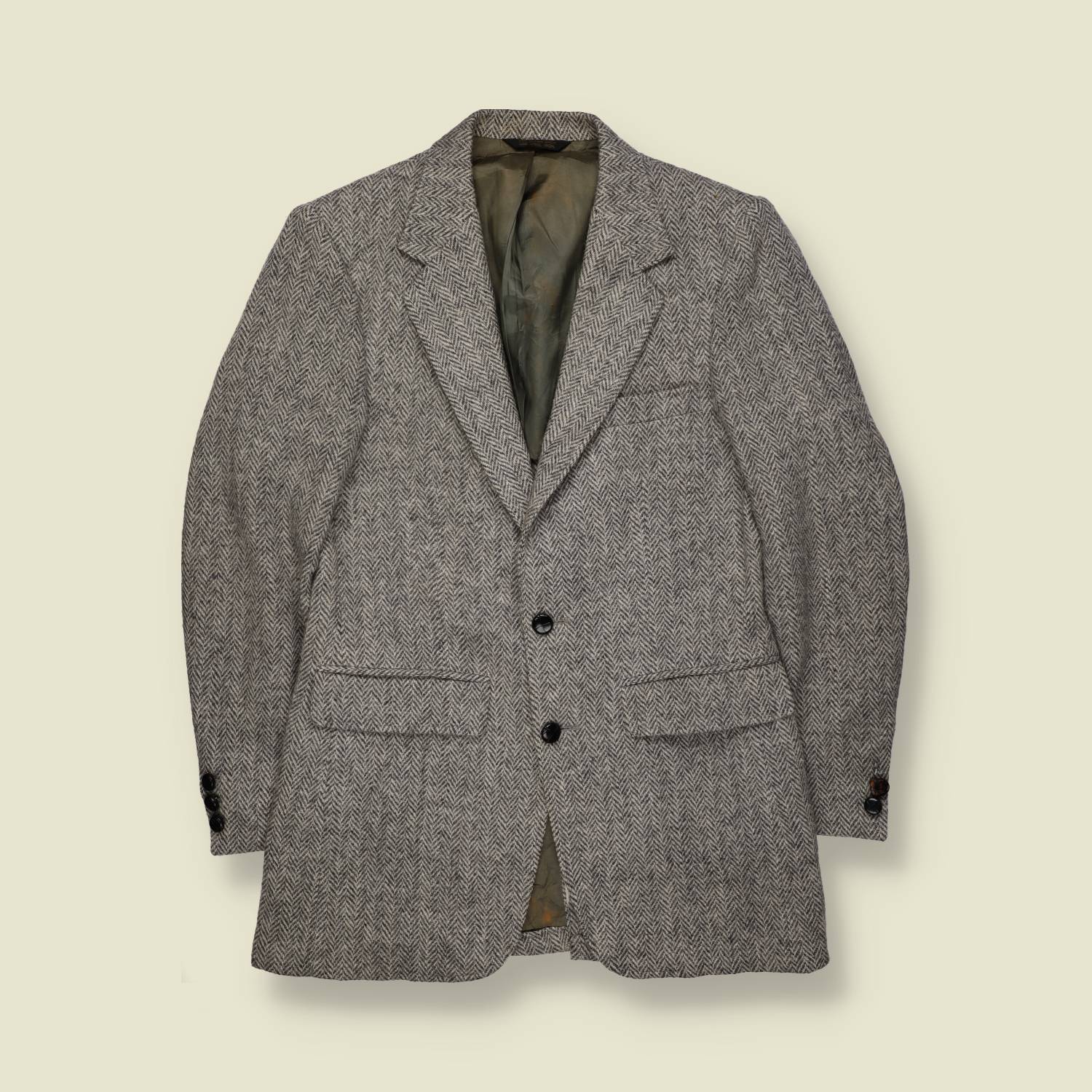 1970s | Harris Tweed | Herringbone Tailored Jacket – XXS