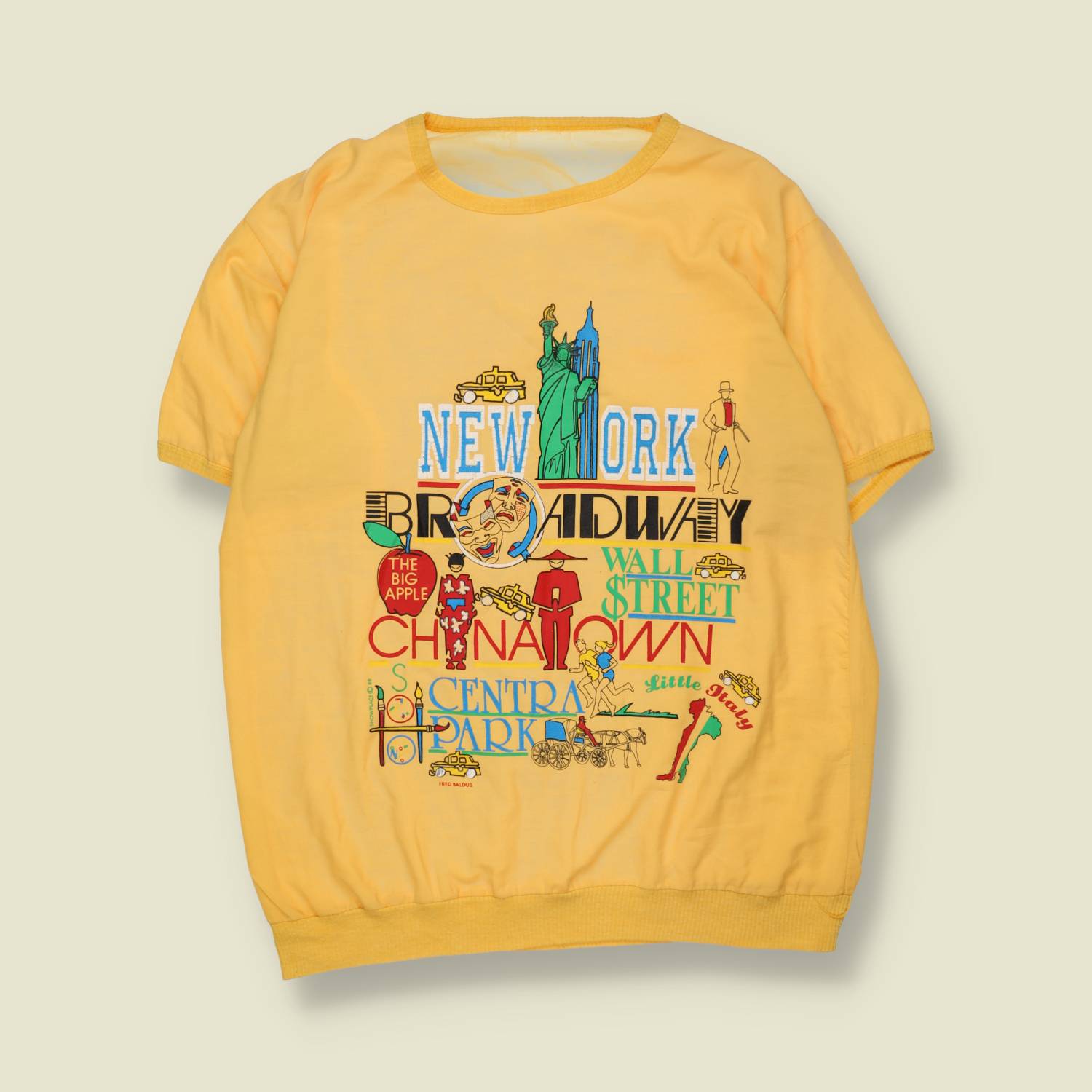 1988 | New York Graphic Short Sleeve Thin Sweatshirt Tee | Yellow – XXL