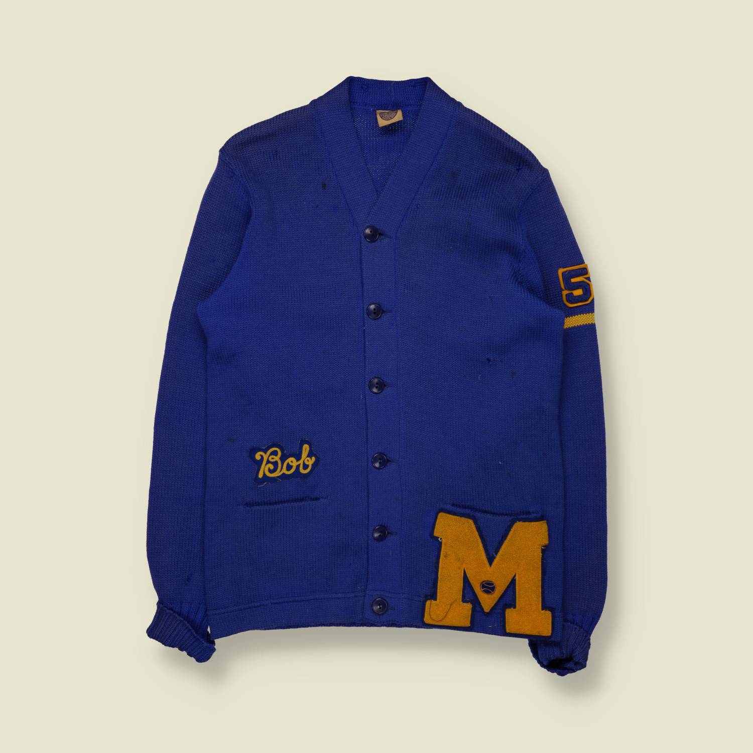 1952 | Nelson Knitting Mill | Letterman Cardigan | Royal Blue | Made In USA – S