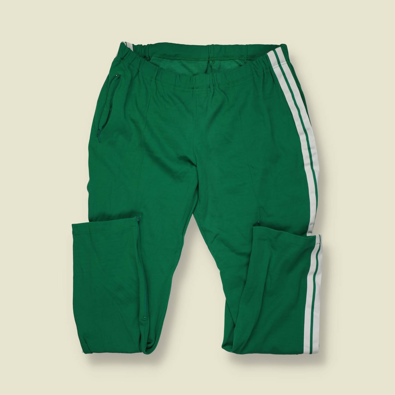 1970s | Track Suit Set | Green With White Stripes – XL
