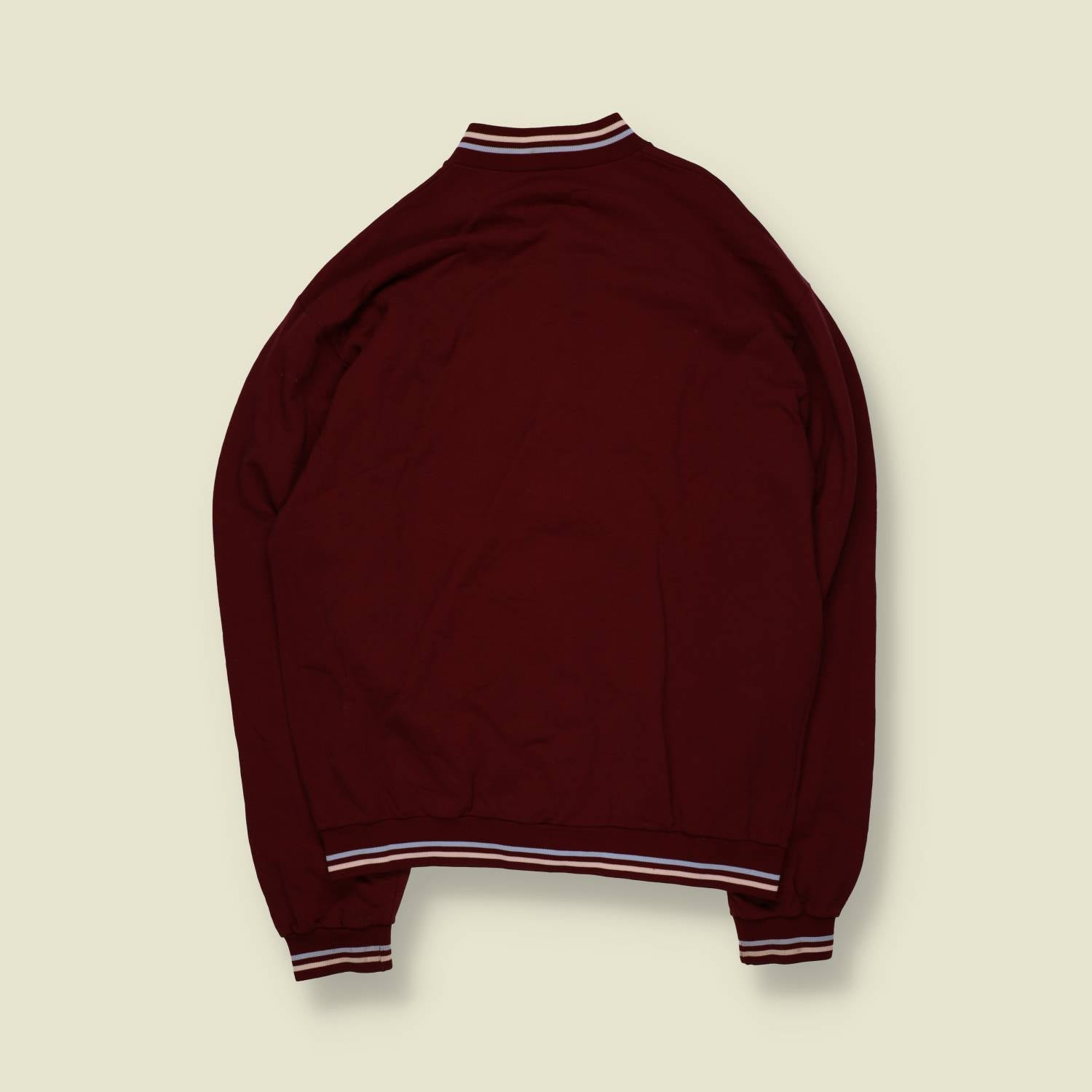 1970s | Varsity Style Zip Jacket | Burgundy – M