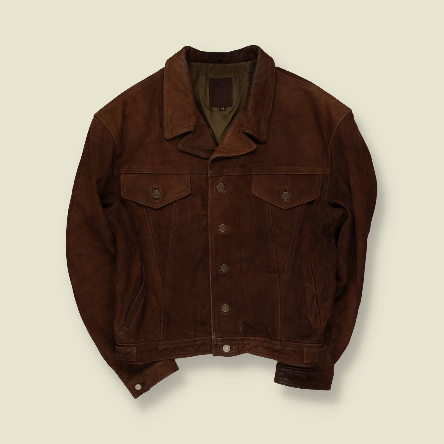 1980s | Brown Suede Leather Bomber Jacket – L