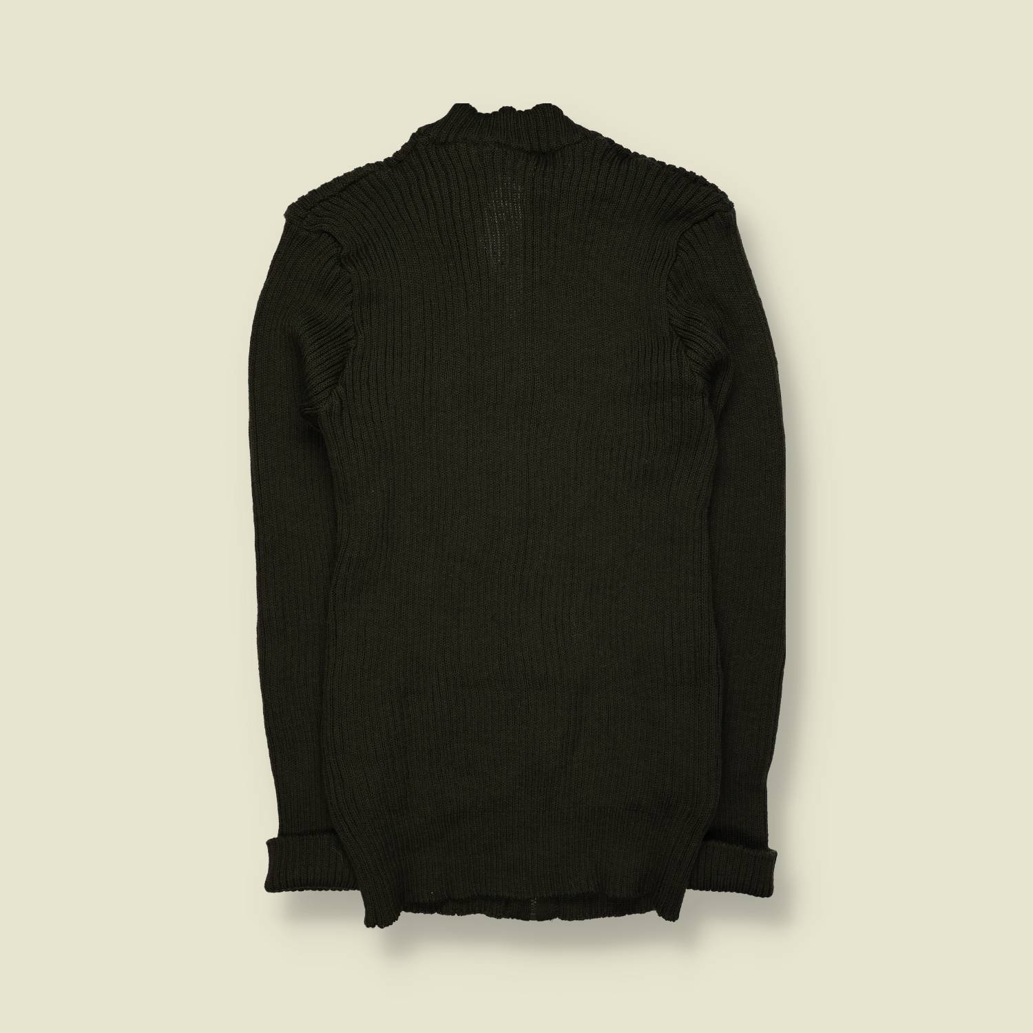 1990s | Ecosse | Military Knit | Olive – Made in Britain – Harris Tweed Details – XS