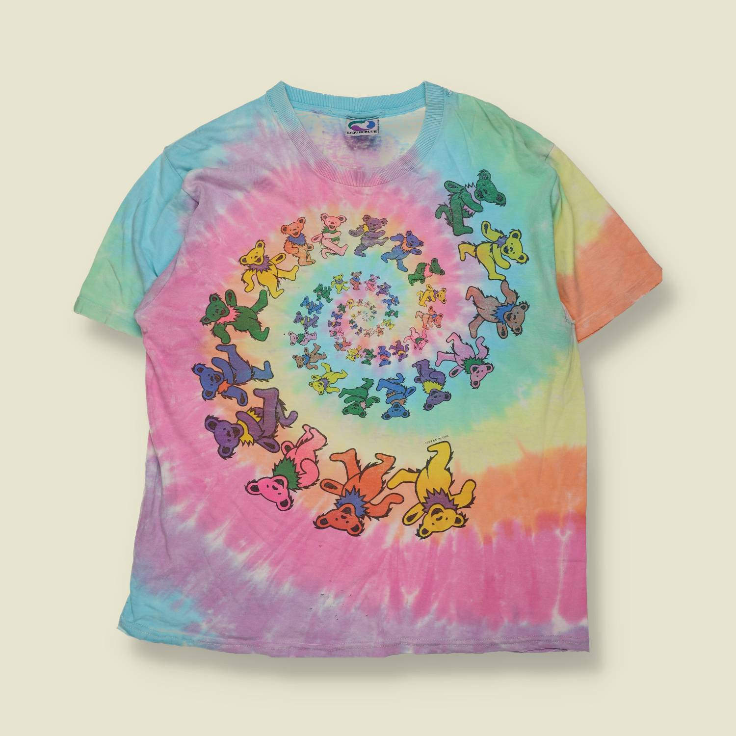 1997 | Liquid Blue | Grateful Dead Spiral Bears T-Shirt | Tie-Dye – M
