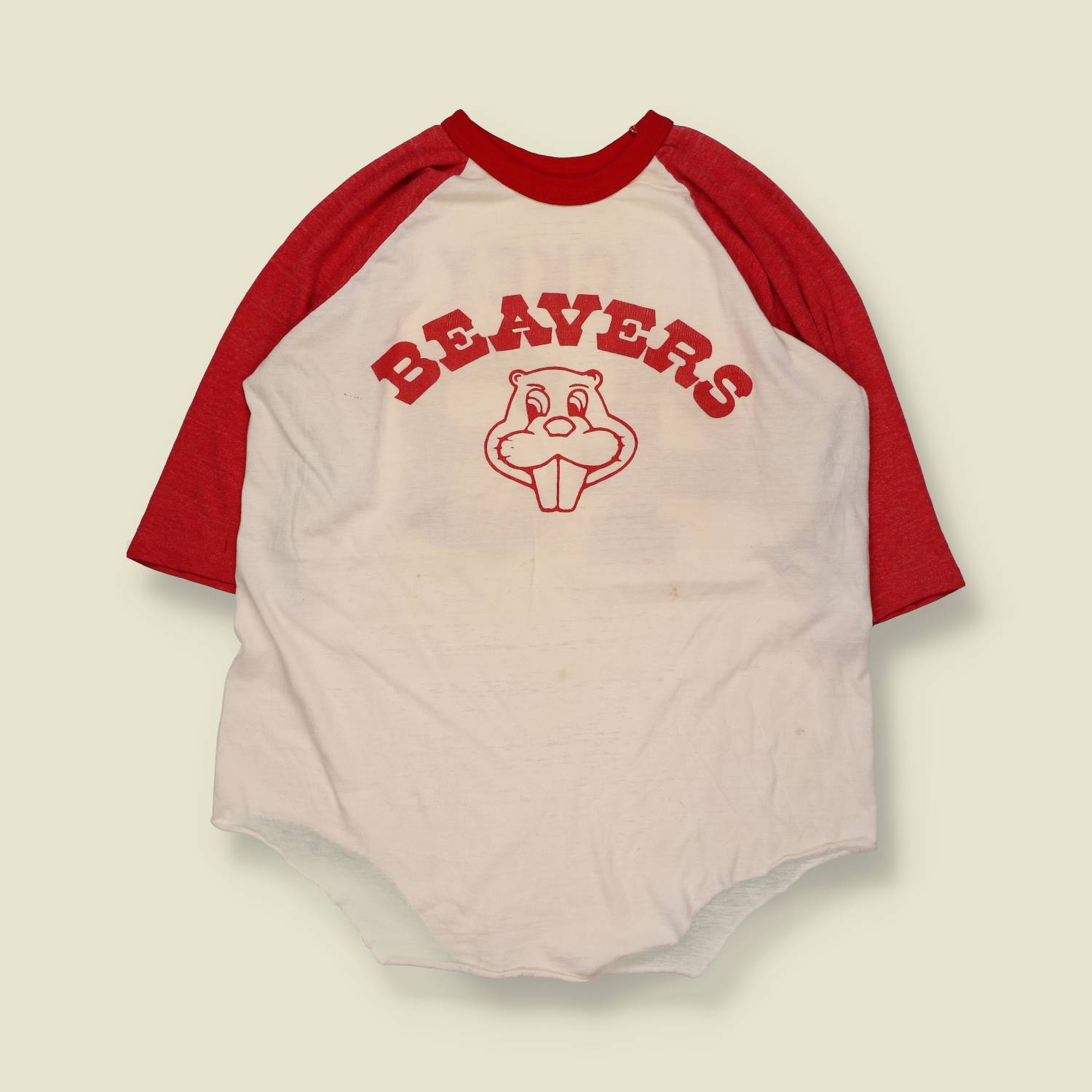 1960s–1970s | Baseball | Beavers Raglan Shirt | Red / White – M