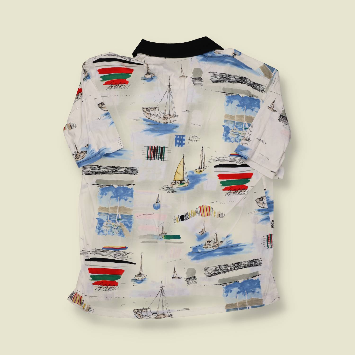 Late 1980s Tuttle Golf Sailboat Print Polo Shirt - M