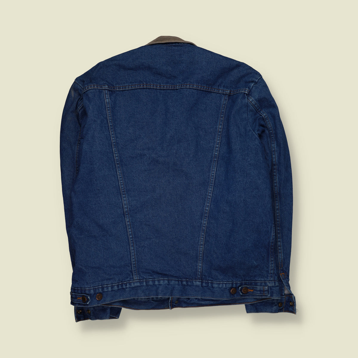 1980s | Wrangler | Blanket Lined Denim Trucker Jacket with Corduroy Collar | Blue - XL
