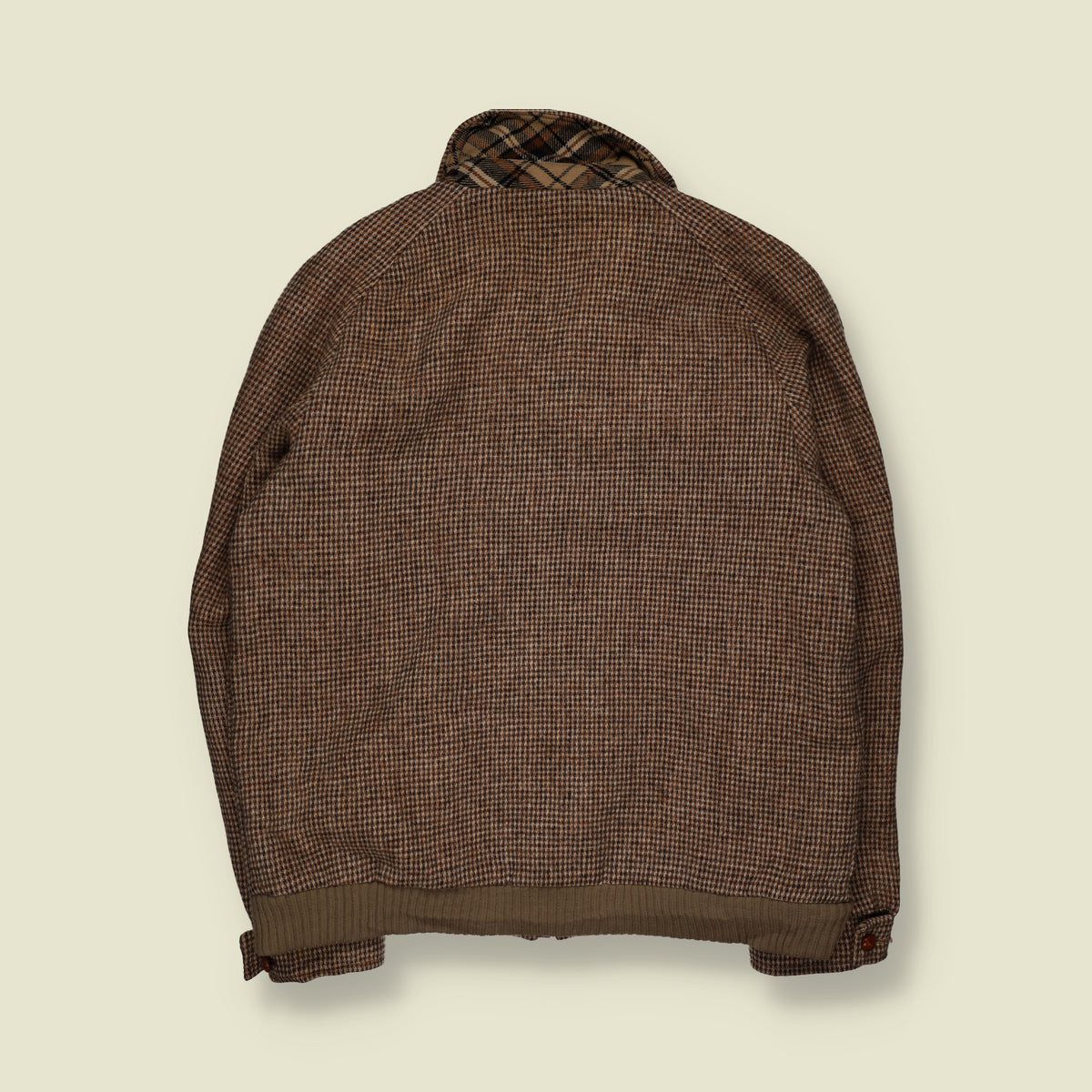 1980s | Christopher Dawes | Harris Tweed Houndstooth Bomber Jacket | Brown | Made in Yorkshire - XXL